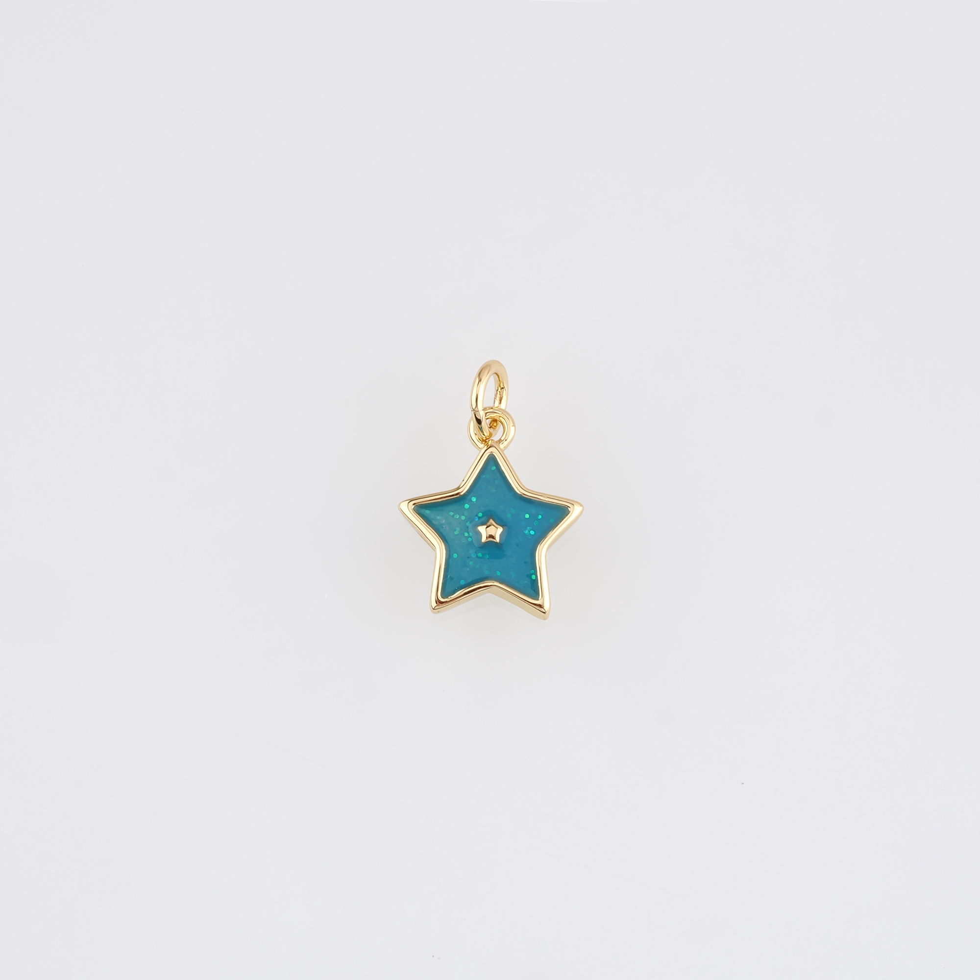 18K Gold Filled Star Pendant,Enamel Star Charm Earrings Necklace for DIY Jewelry Making Supply