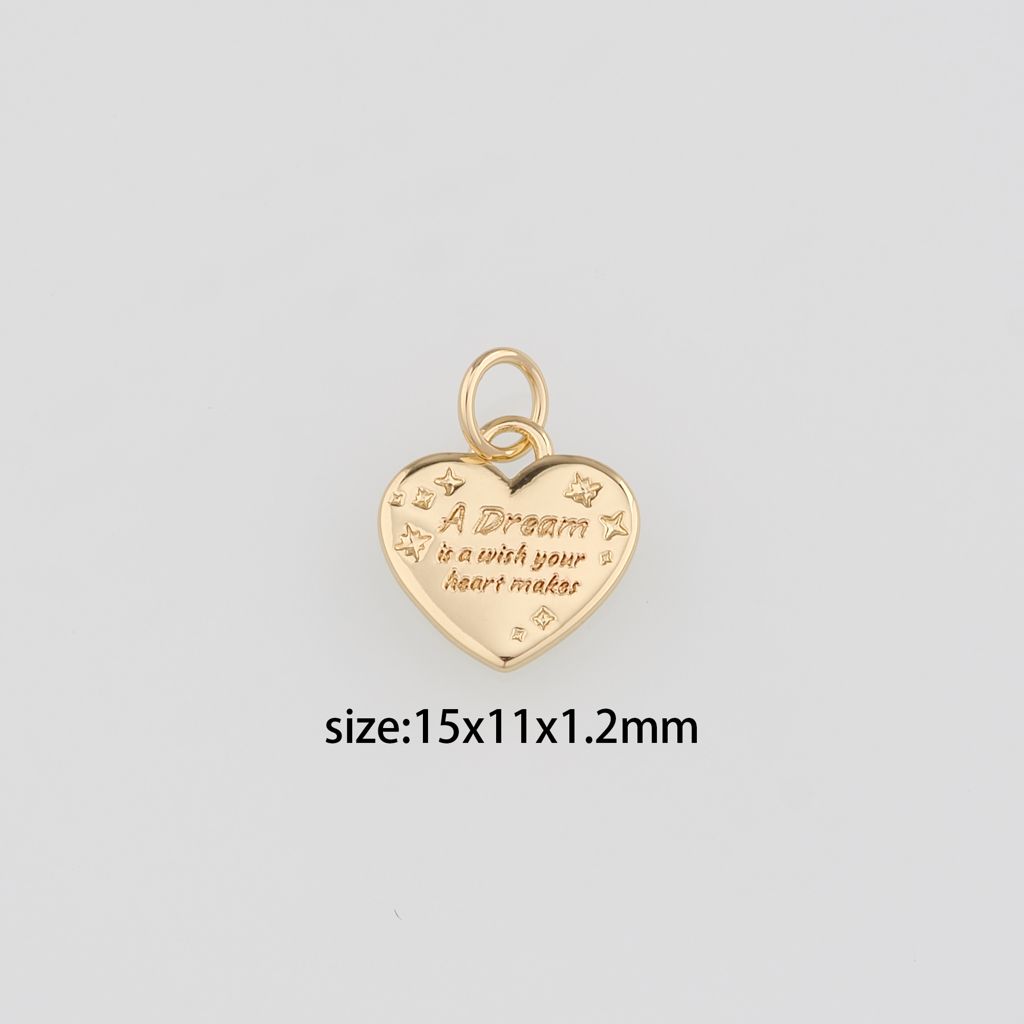 18K Gold Filled Heart Pendant,Dainty Heart Charm Earrings Necklace for DIY Jewelry Making Supply
