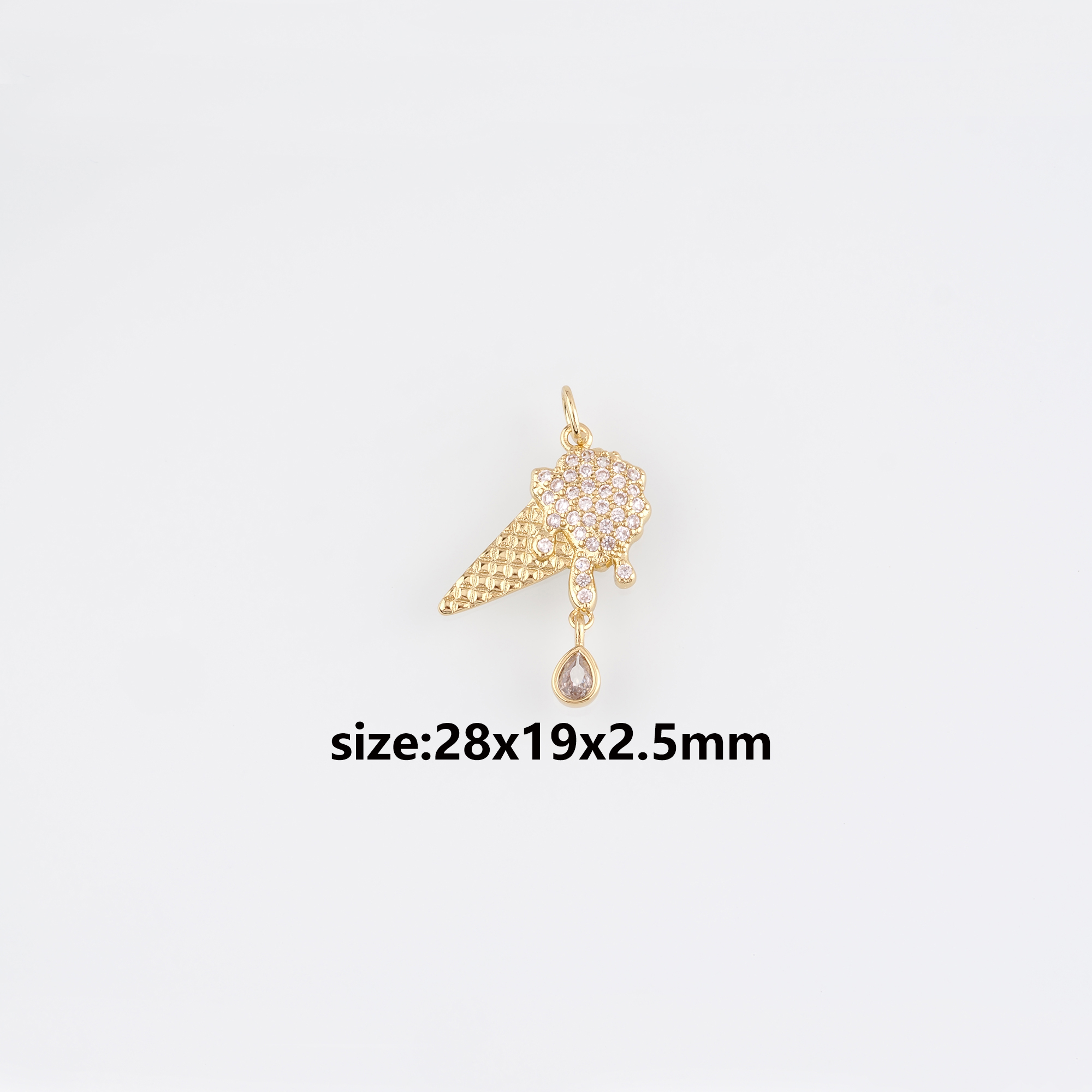 18K Gold Filled Ice Cream Pendant,CZ Micro Pave Ice Cream Charm Earrings Necklace for DIY Jewelry Making Supply