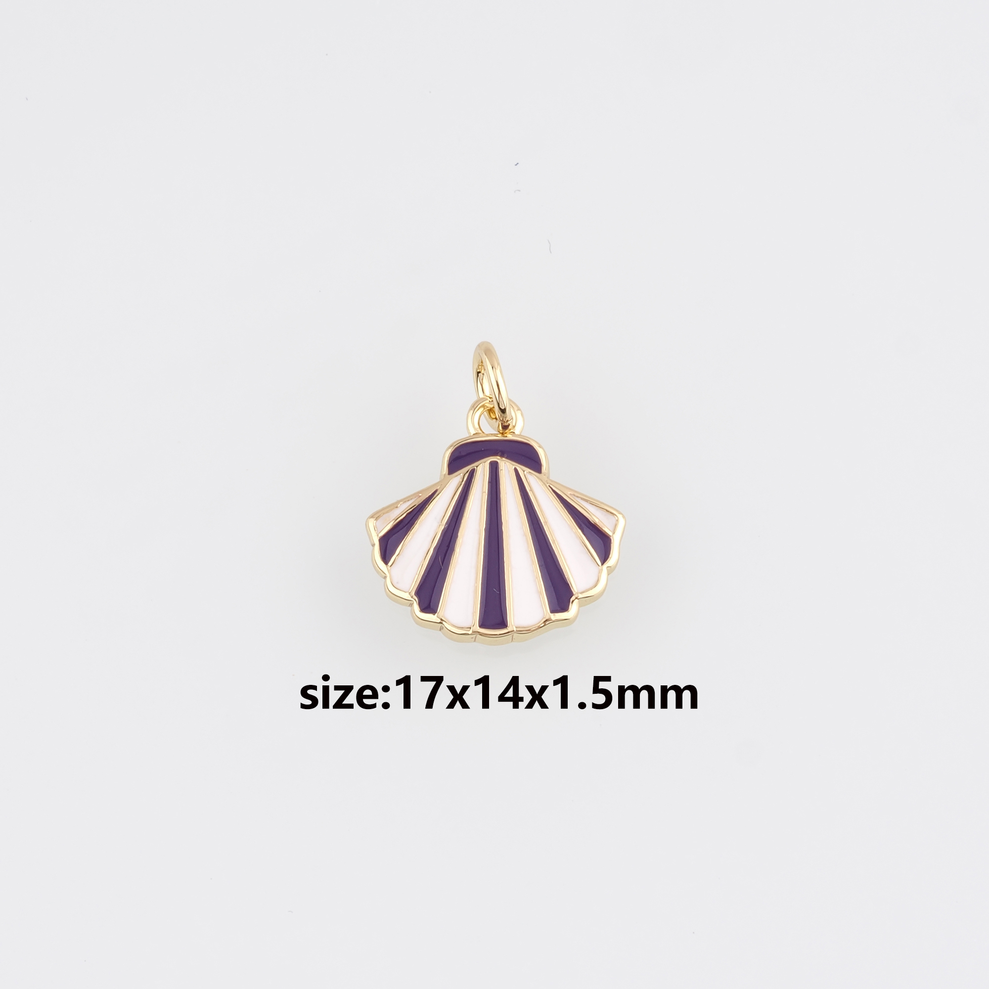 18K Gold Filled Scallop Pendant,Enamel Scallop Charm Earrings Necklace for DIY Jewelry Making Supply