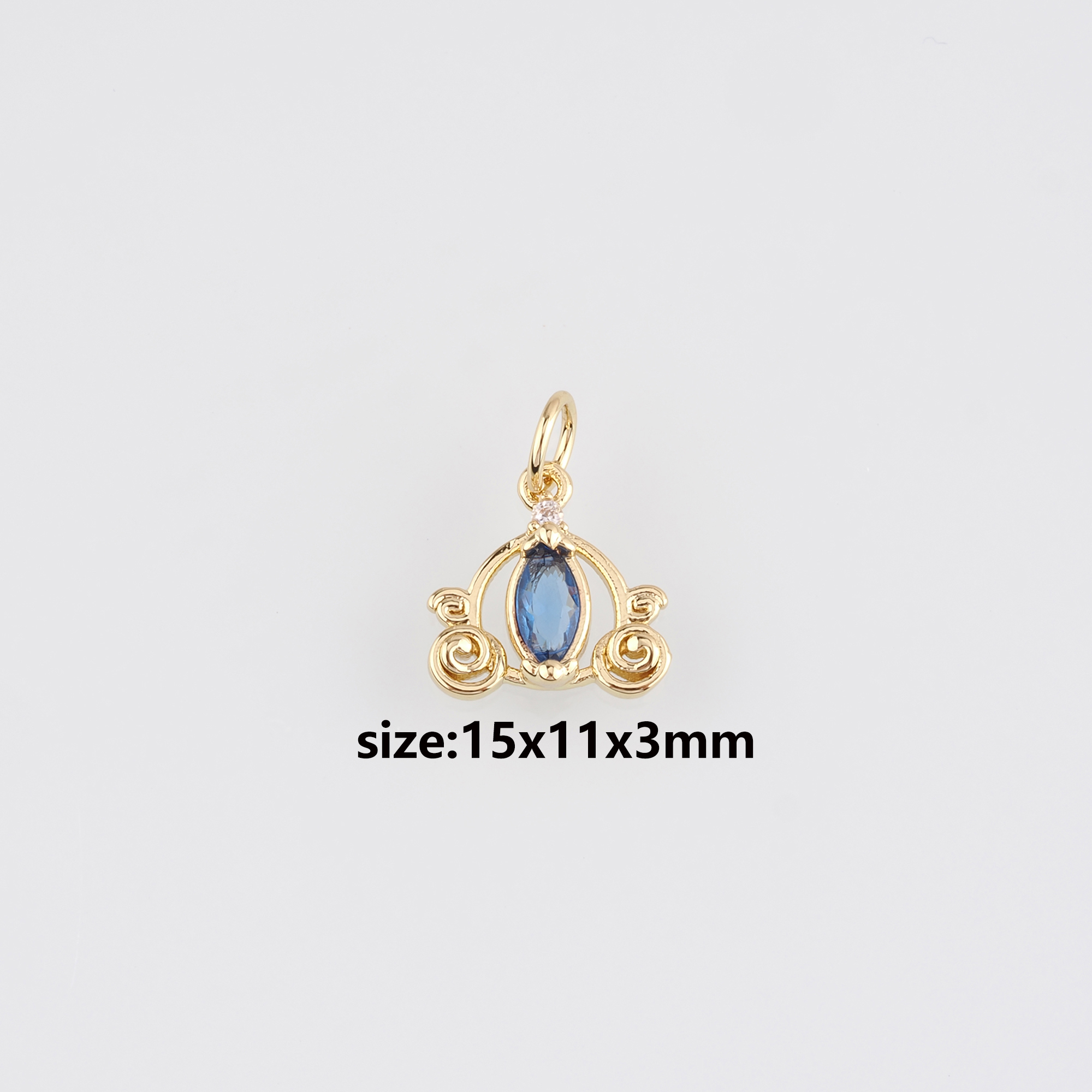 18K Gold Filled Pumpkin Car Pendant,CZ Micro Pave Pumpkin Car Charm Earrings Necklace for DIY Jewelry Making Supply