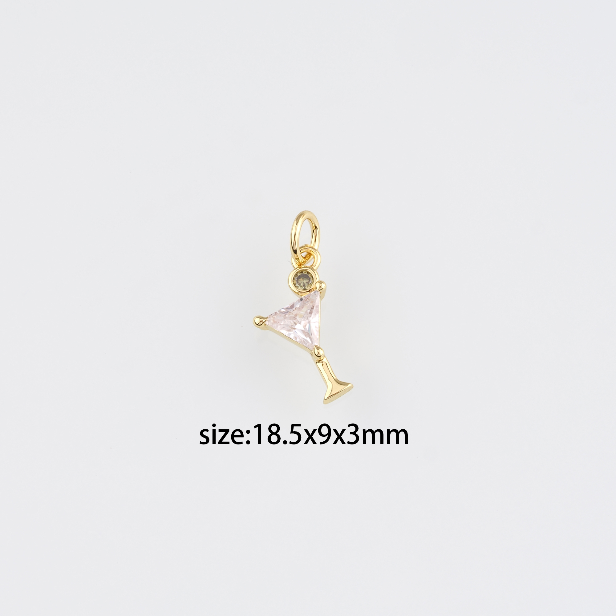 18K Gold Filled Wine Glass Pendant,CZ Micro Pave Wine Glass Charm Earrings Necklace for DIY Jewelry Making Supply