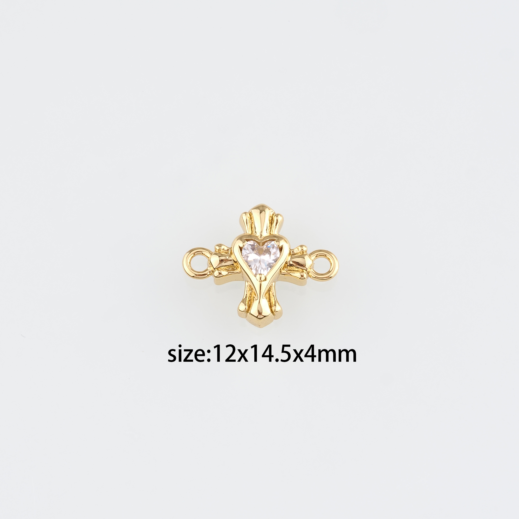 18K Gold Filled Cross Connector,CZ Micro Pave Religious Charm Necklace Bracelet for DIY Jewelry Making Supply