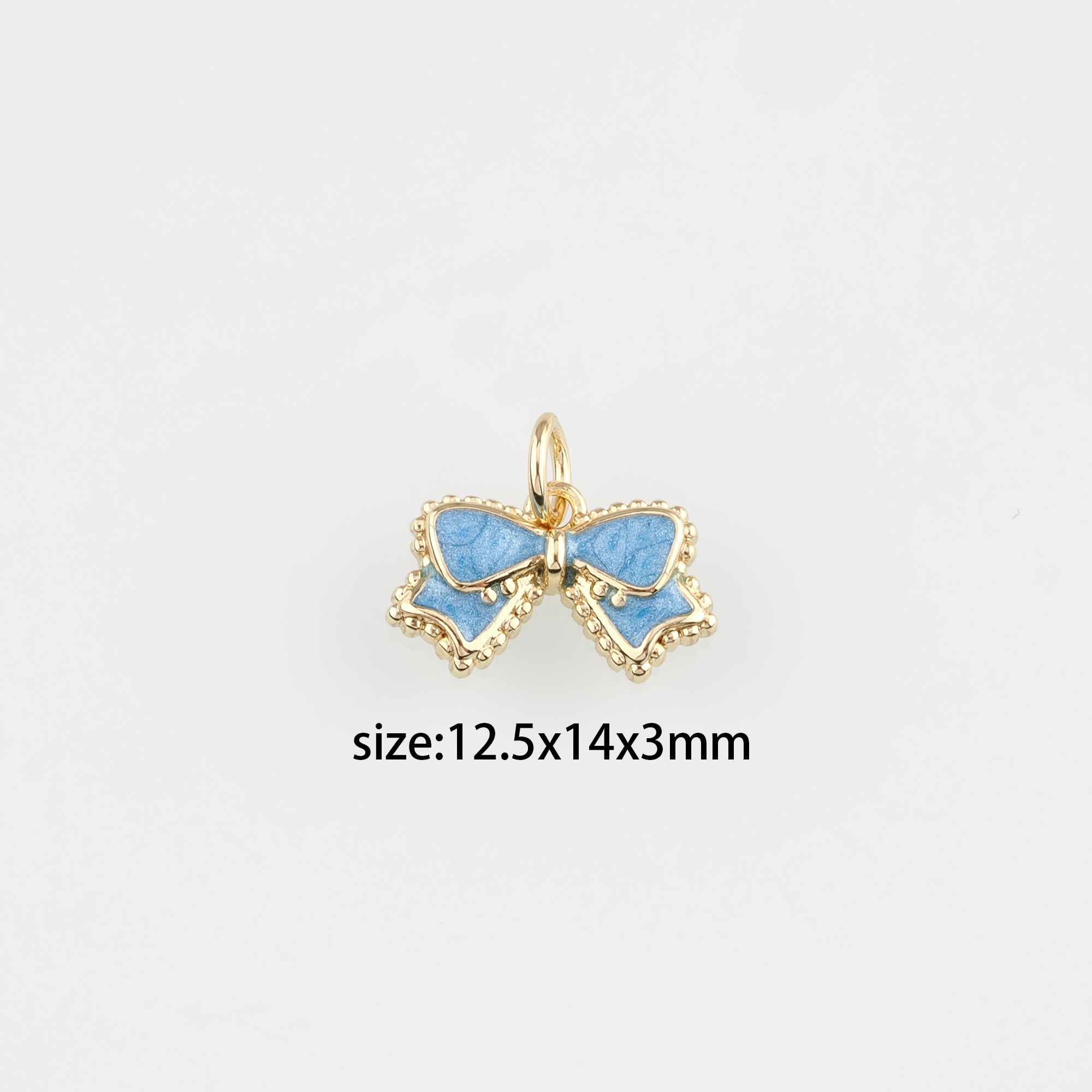 18K Gold Filled Bow Tie Pendant,Enamel Bow Charm Earrings Necklace for DIY Jewelry Making Supply