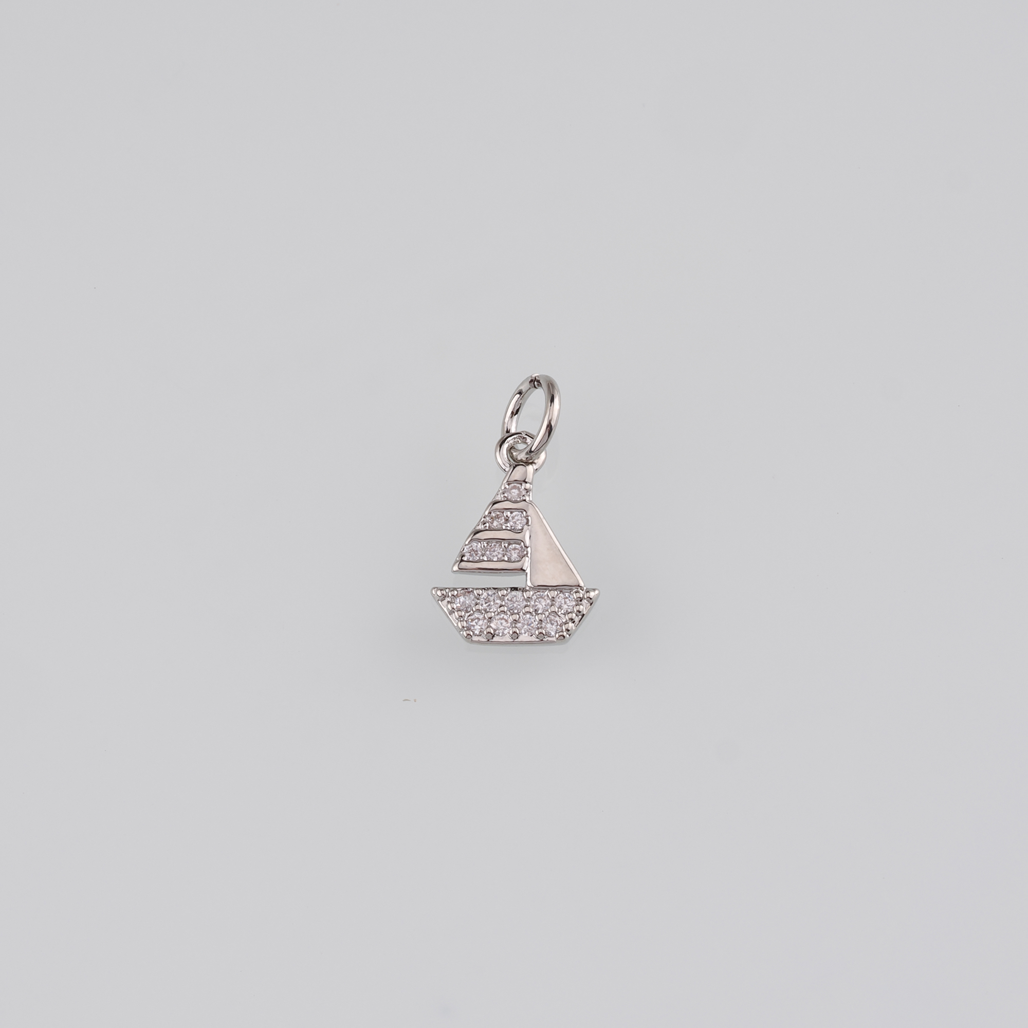 18K Gold Filled Sail Boat Pendant,CZ Micro Pave Sail Boat Charm Earrings Necklace for DIY Jewelry Making Supply