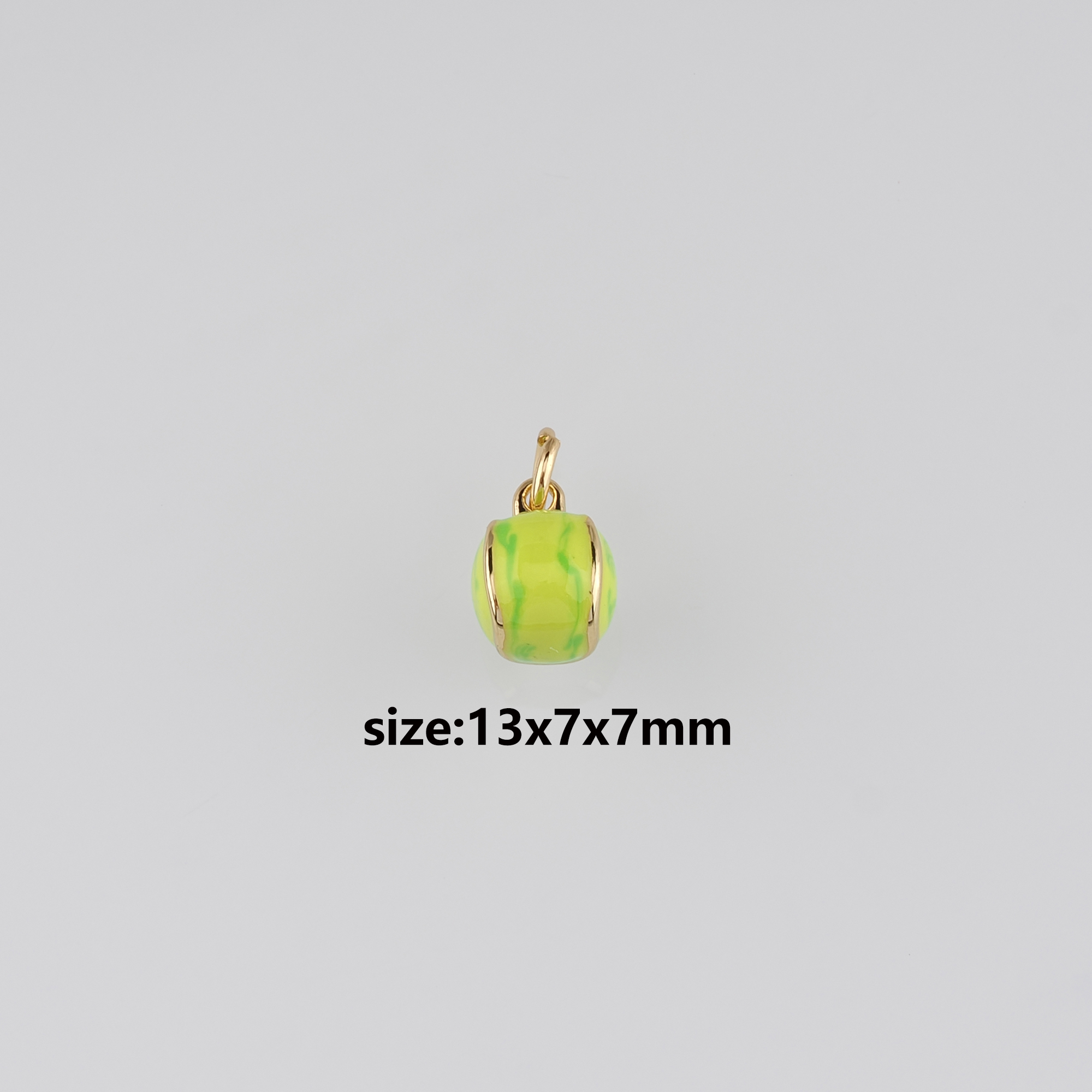 18K Gold Filled Tennis Ball Pendant,Enamel Tennis Ball Charm Earrings Necklace for DIY Jewelry Making Supply