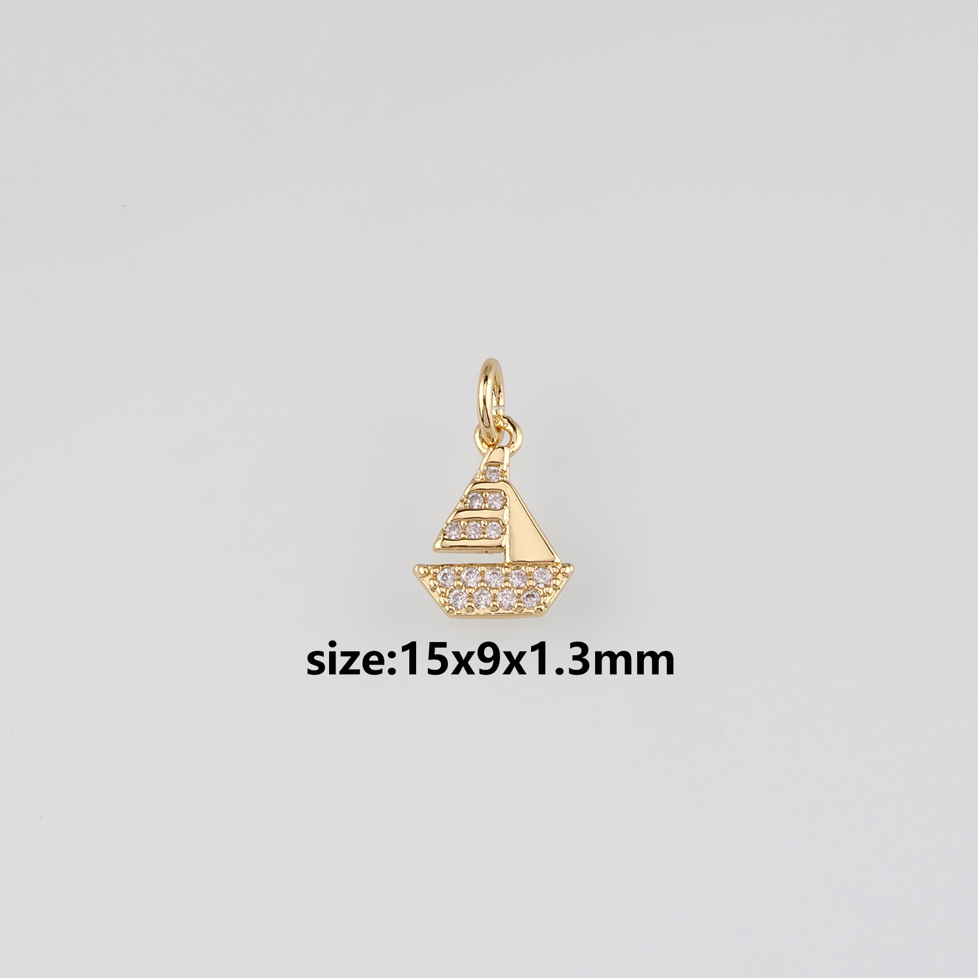 18K Gold Filled Sail Boat Pendant,CZ Micro Pave Sail Boat Charm Earrings Necklace for DIY Jewelry Making Supply