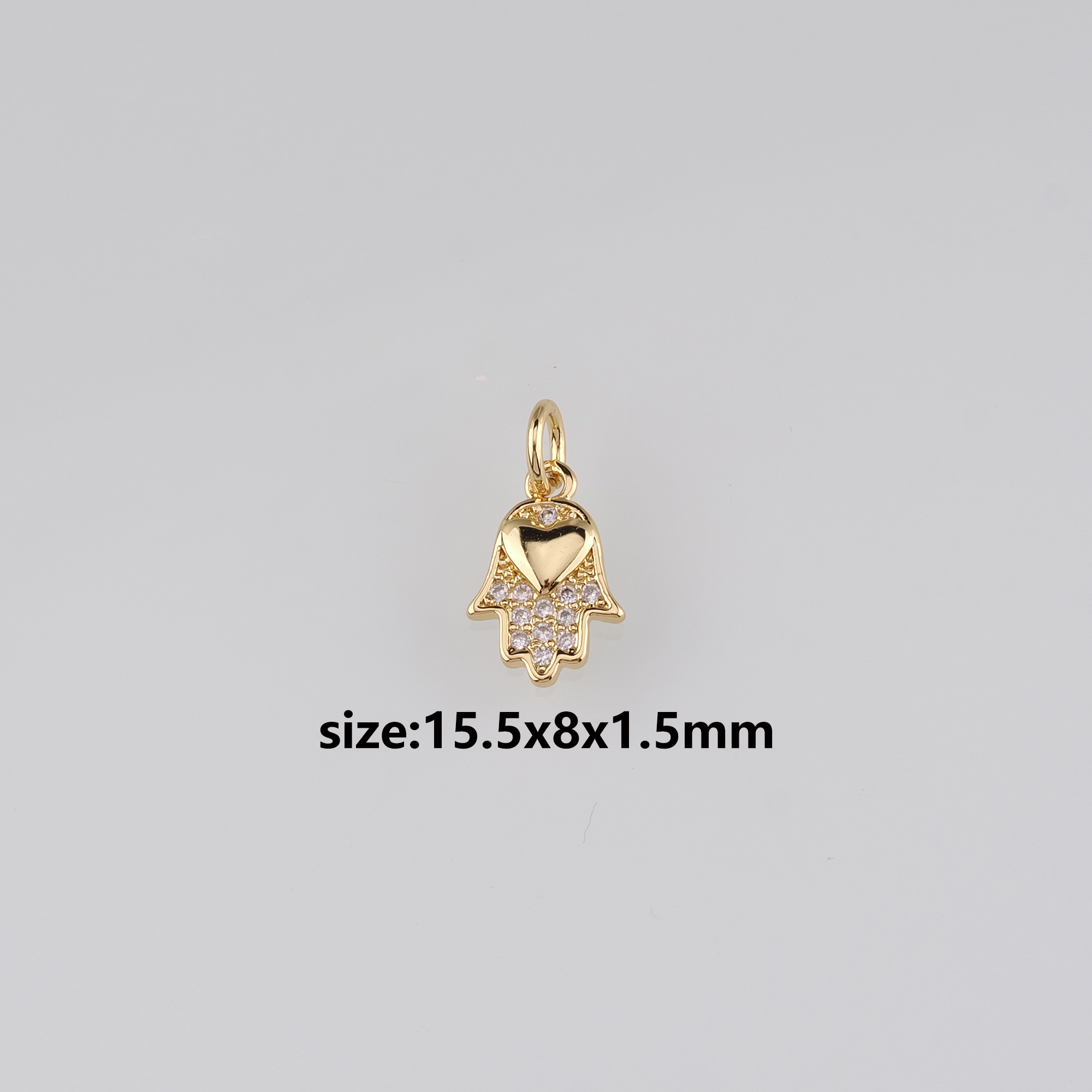 18K Gold Filled Hamsa Pendant,CZ Micro Pave Hamsa Charm Earrings Necklace for DIY Jewelry Making Supply