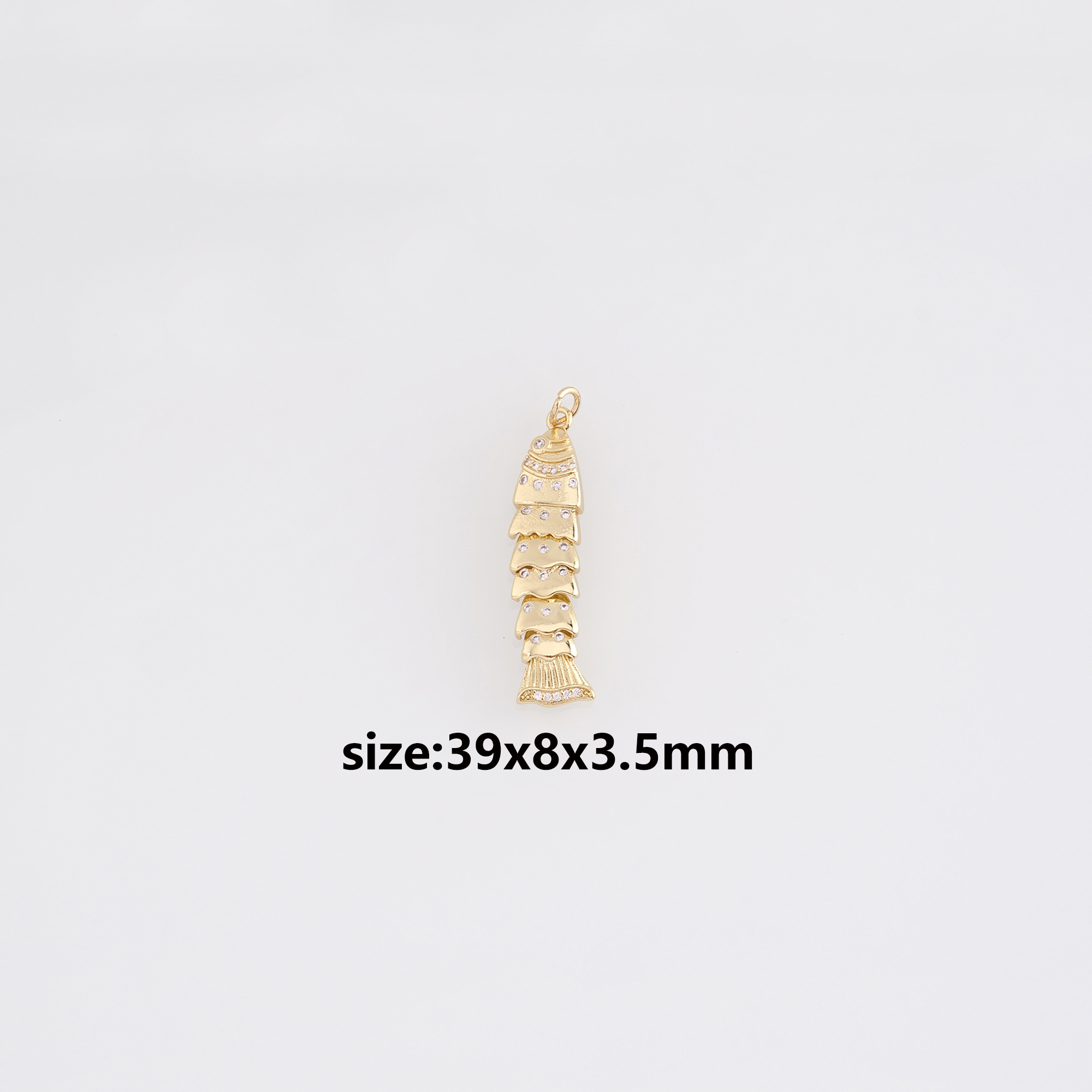 18K Gold Filled Fish Pendant,CZ Fish Charm Earrings Necklace for DIY Jewelry Making Supply