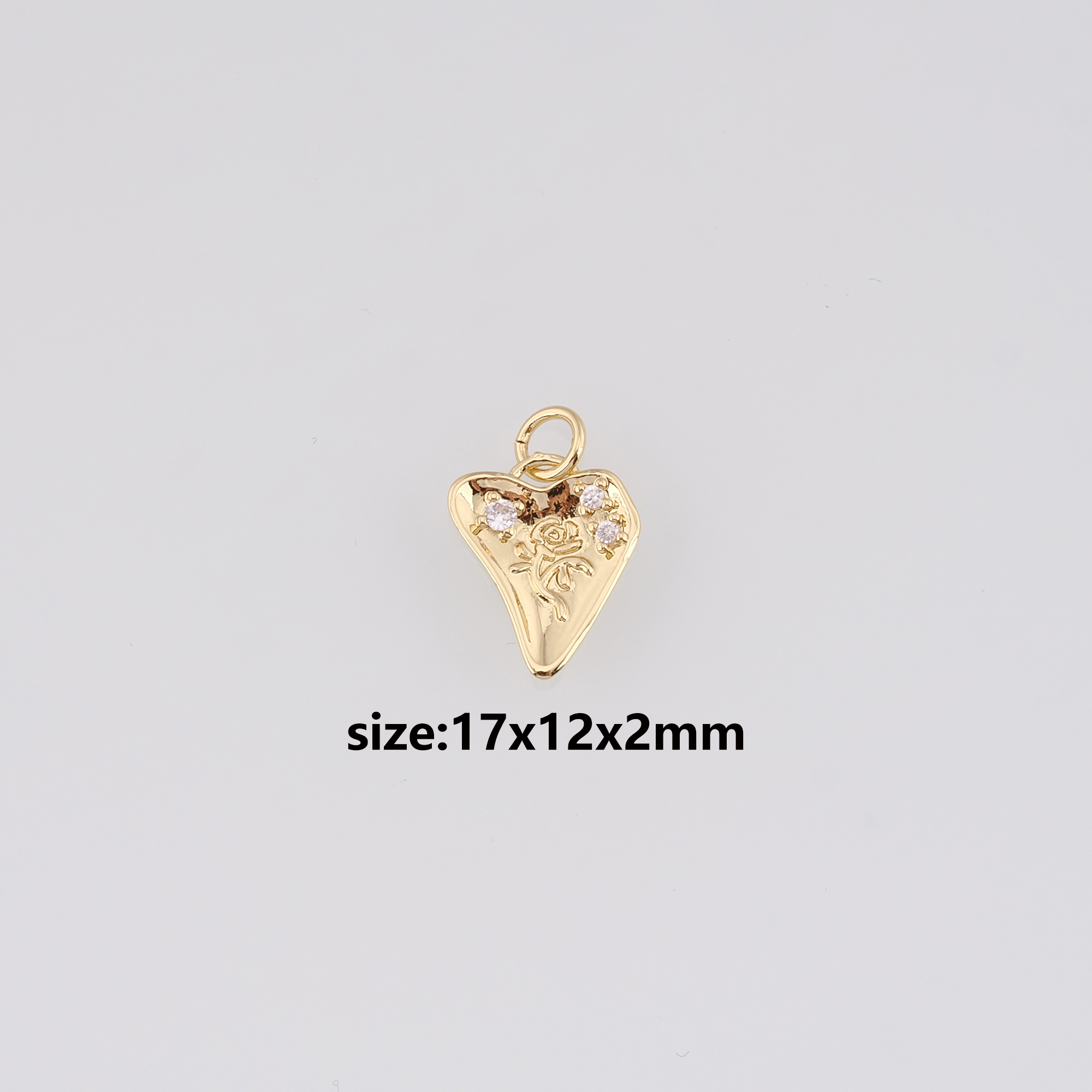 18K Gold Filled Heart Pendant,CZ Micro Pave Heart Charm Earrings Necklace for DIY Jewelry Making Supply