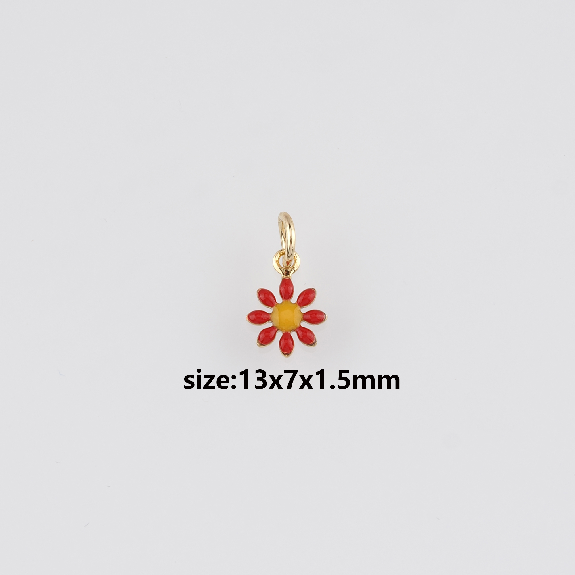 18K Gold Filled Flower Pendant,Enamel Flower Charm Earrings Necklace for DIY Jewelry Making Supply