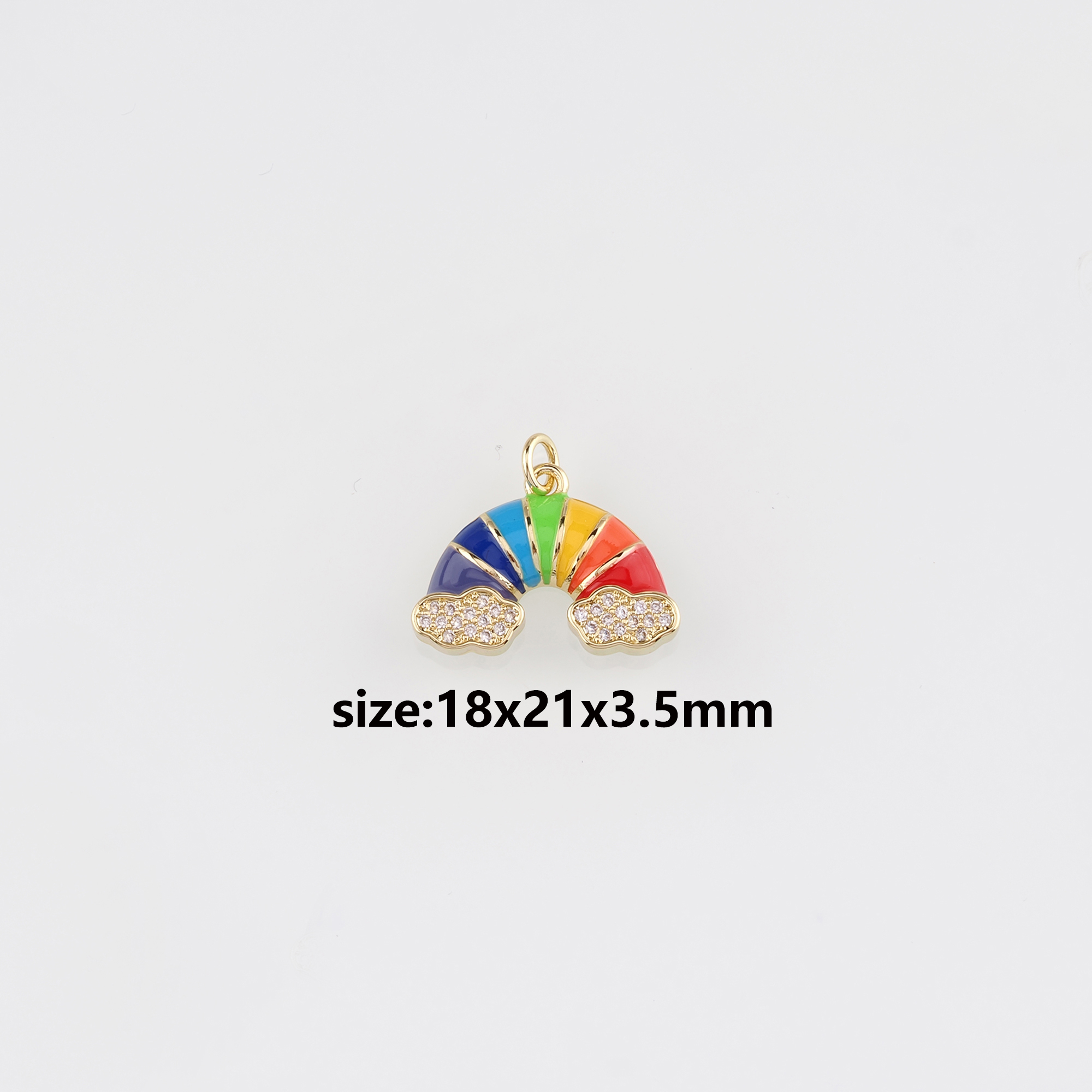 18K Gold Filled Rainbow Pendant,Enamel Rainbow Charm Earrings Necklace for DIY Jewelry Making Supply