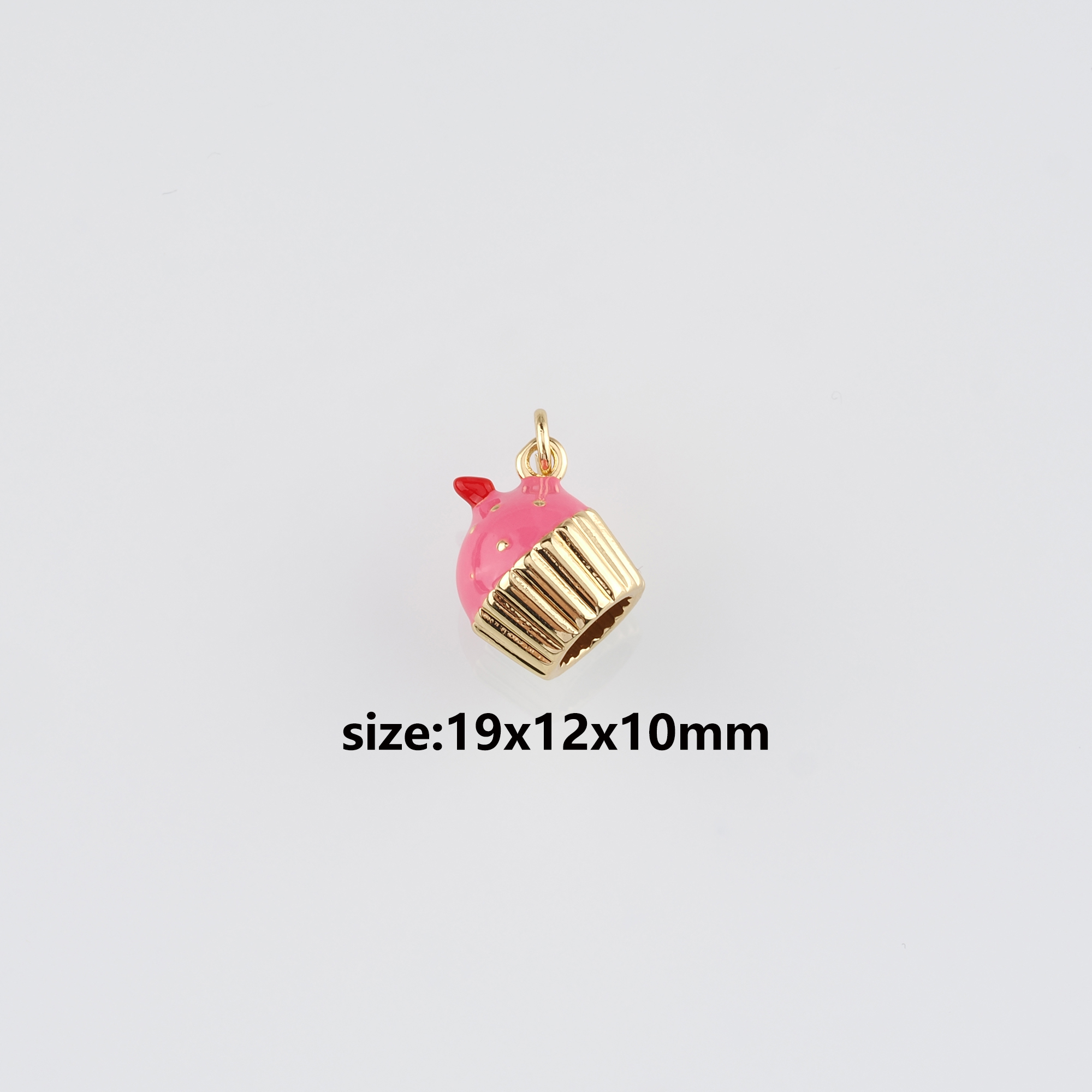 18K Gold Filled Cake Pendant,Enamel Cake Charm Earrings Necklace for DIY Jewelry Making Supply