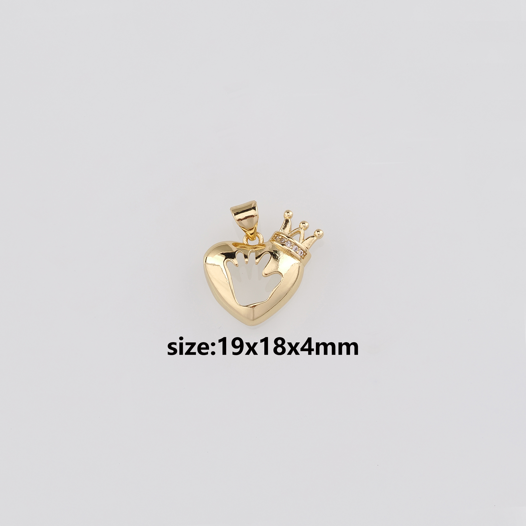 18K Gold Filled Heart Pendant,CZ Micro Pave Heart Crown Charm Earrings Necklace for DIY Jewelry Making Supply