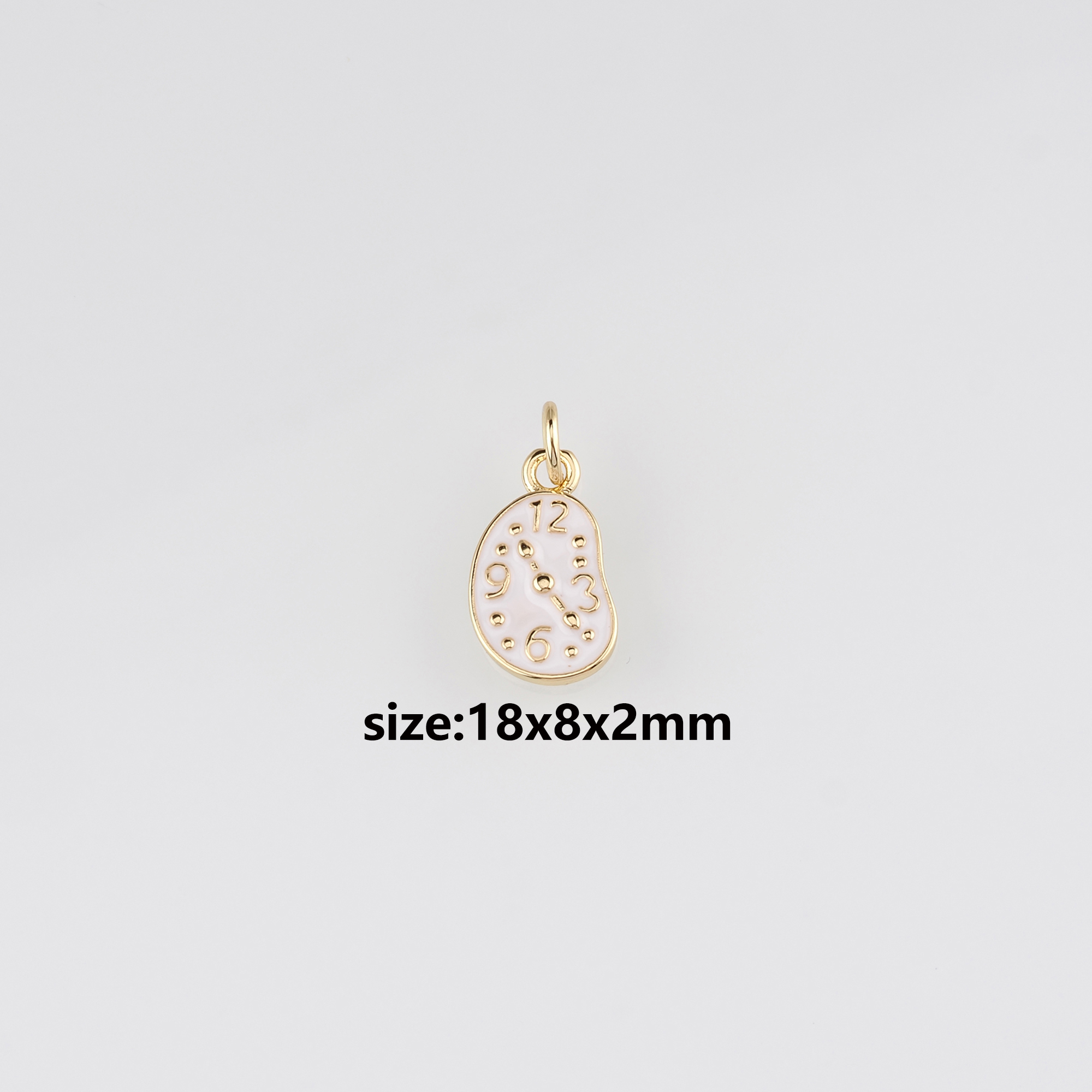 18K Gold Filled Clock Pendant,Enamel Clock Charm Earrings Necklace for DIY Jewelry Making Supply