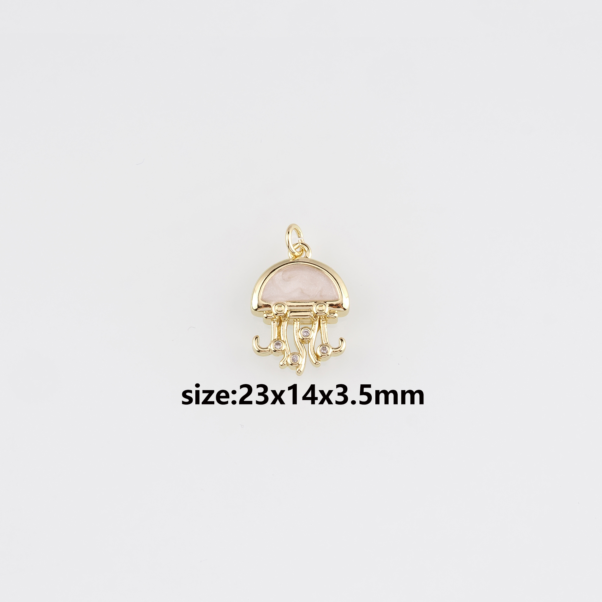 18K Gold Filled Jellyfish Pendant,Enamel Jellyfish Charm Earrings Necklace for DIY Jewelry Making Supply