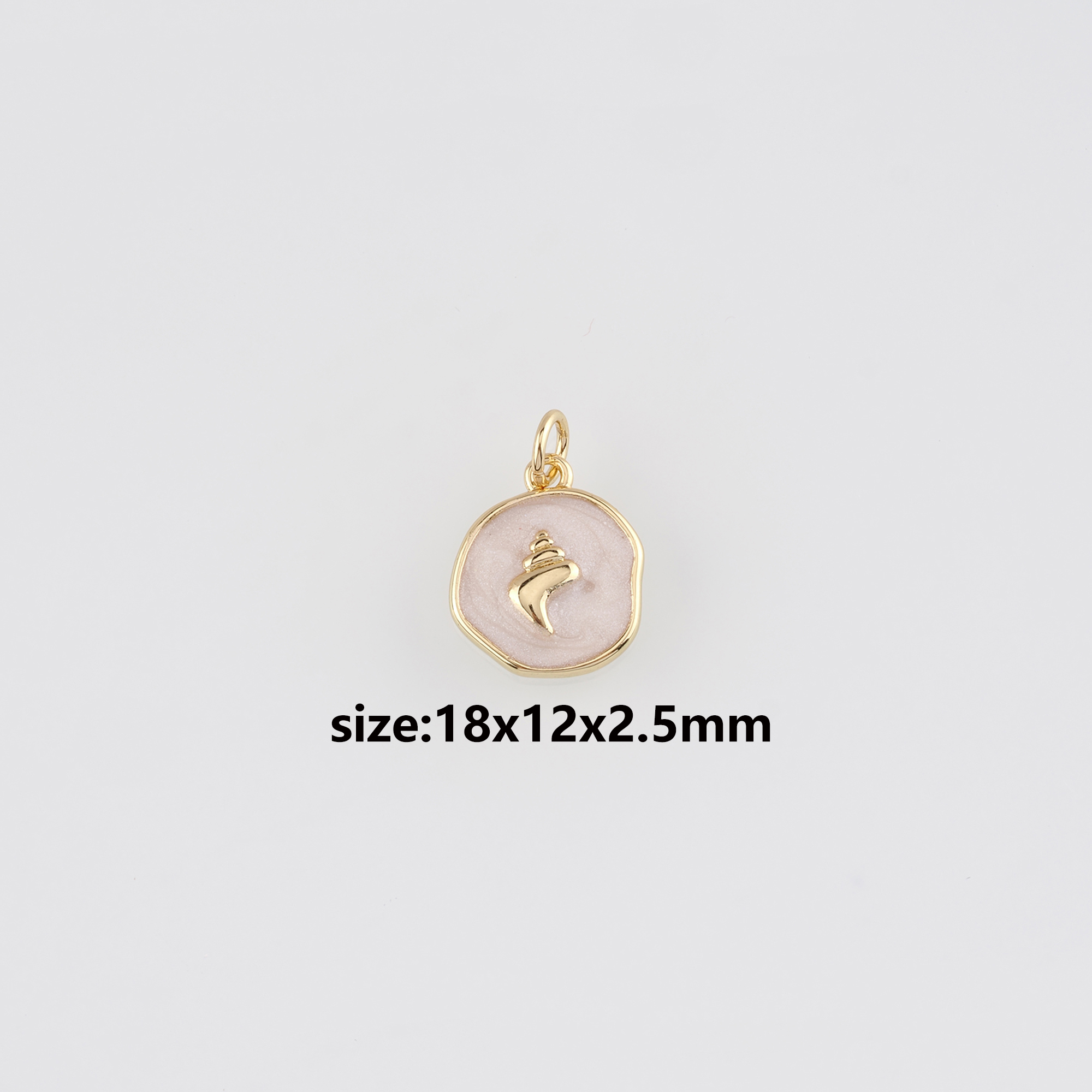 18K Gold Filled Conch Shell Pendant,Enamel Ocean Shell Charm Earrings Necklace for DIY Jewelry Making Supply