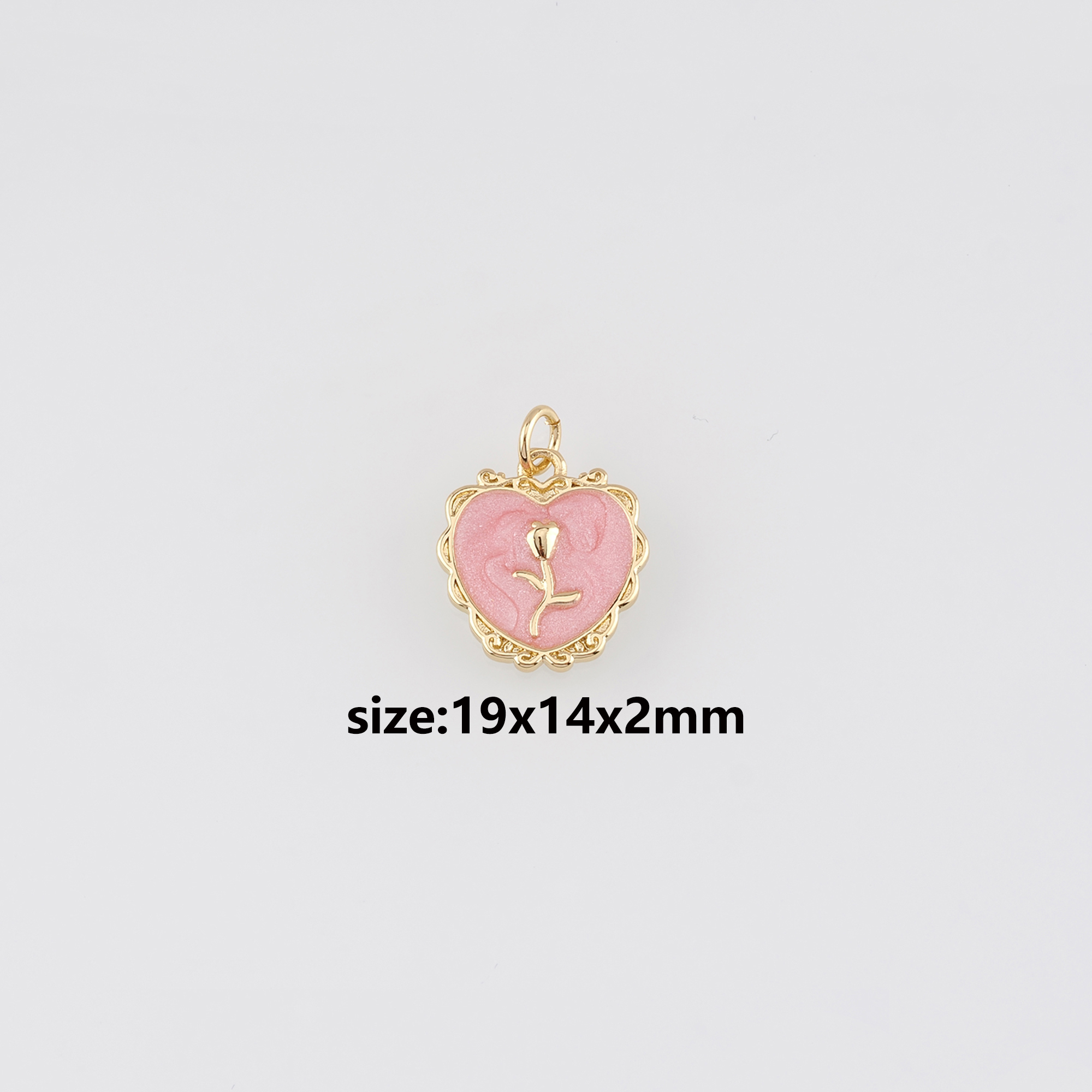 18K Gold Filled Rose Pendant,Enamel Rose Charm Earrings Necklace for DIY Jewelry Making Supply