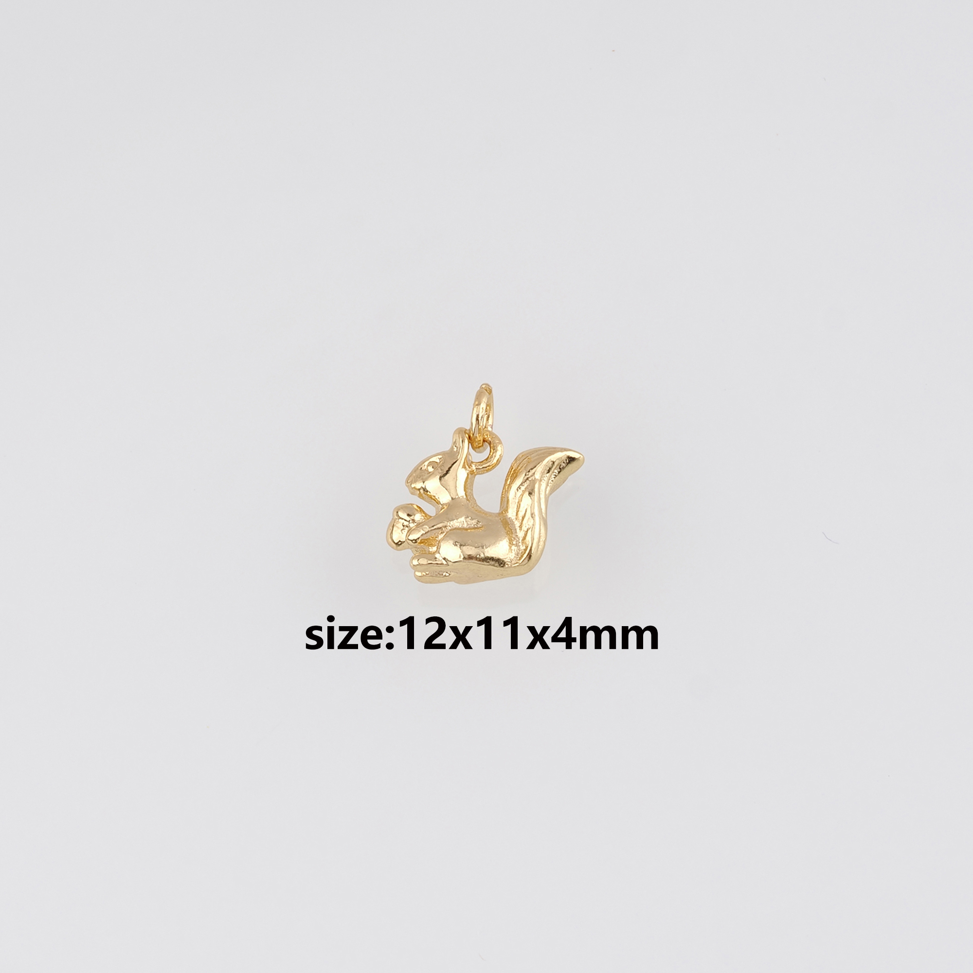 18K Gold Filled Squirrel Pendant,Animal Charm Earrings Necklace for DIY Jewelry Making Supply