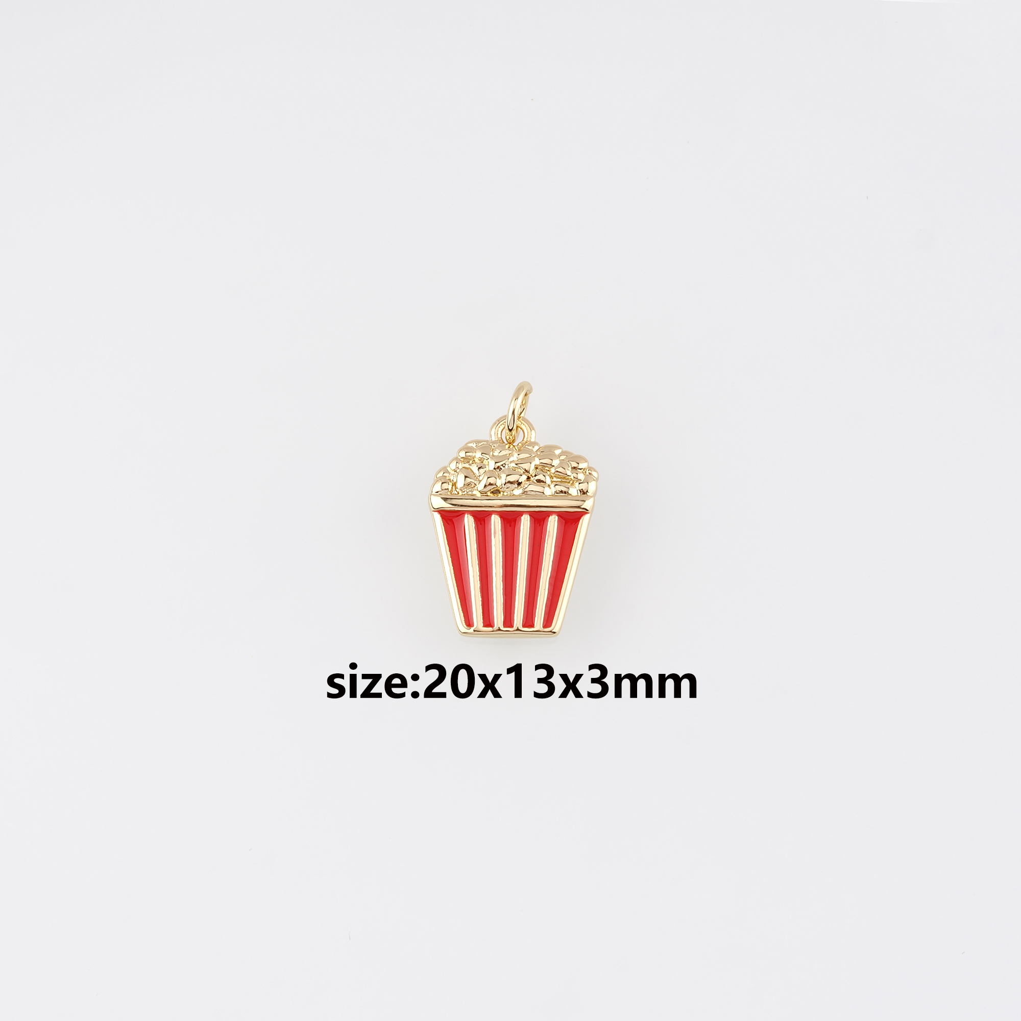 18K Gold Filled Popcorn Pendant,Enamel Popcorn Charm Earrings Necklace for DIY Jewelry Making Supply