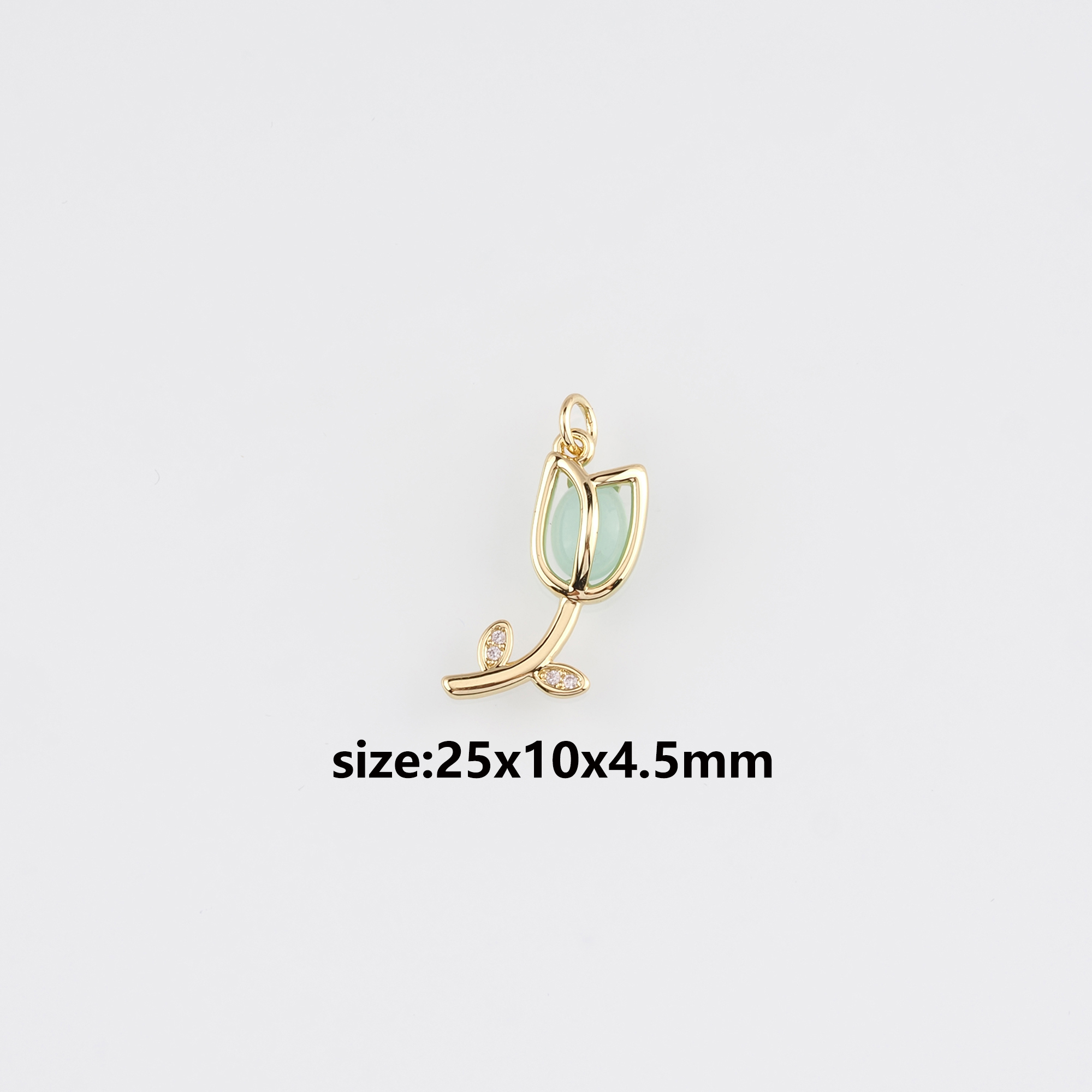 18K Gold Filled Tulip Pendant,Flower Charm,CZ Tulip Earrings Necklace for DIY Jewelry Making Supply