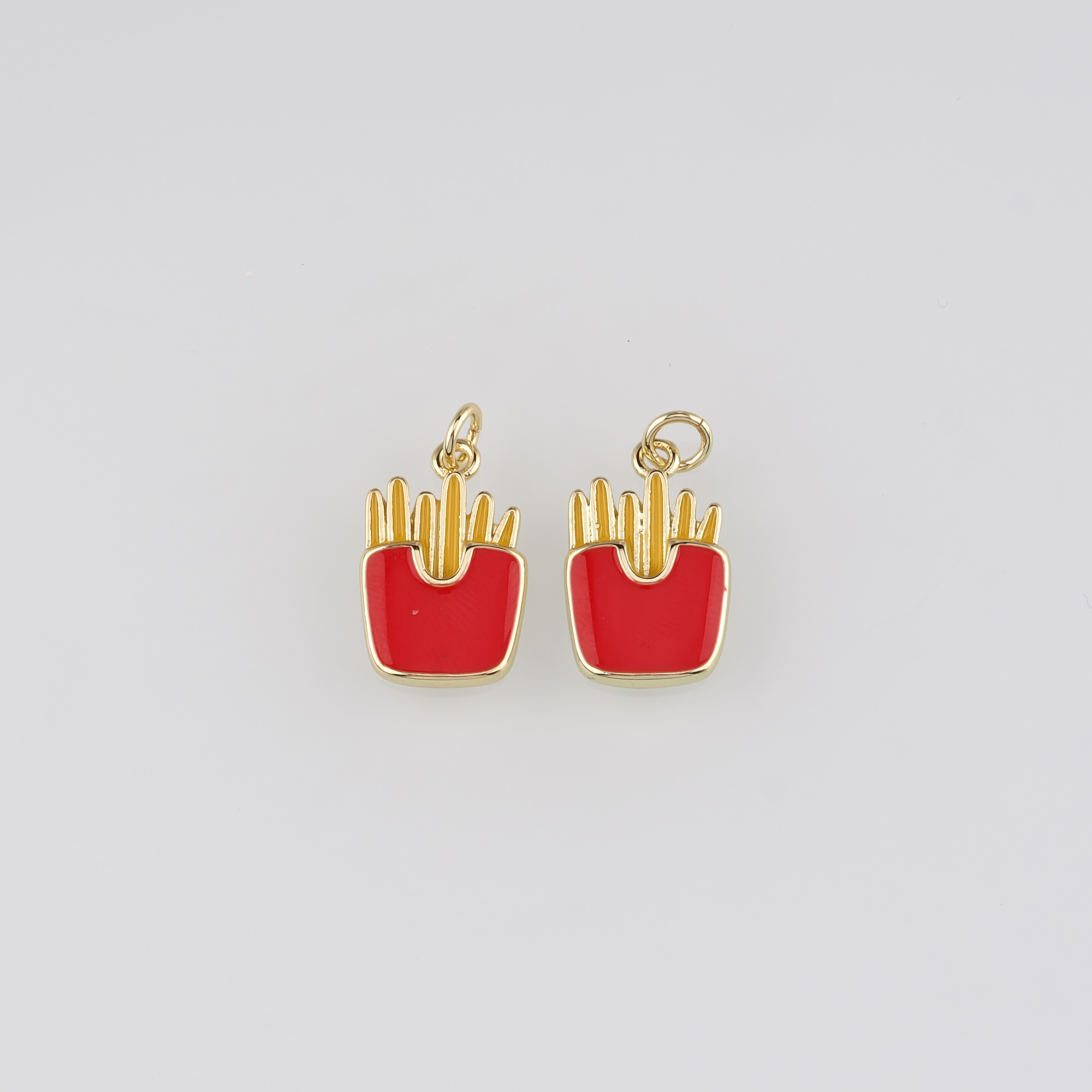 18K Gold Filled French Fries Pendant,Enamel French Fries Charm Earrings Necklace for DIY Jewelry Making Supply