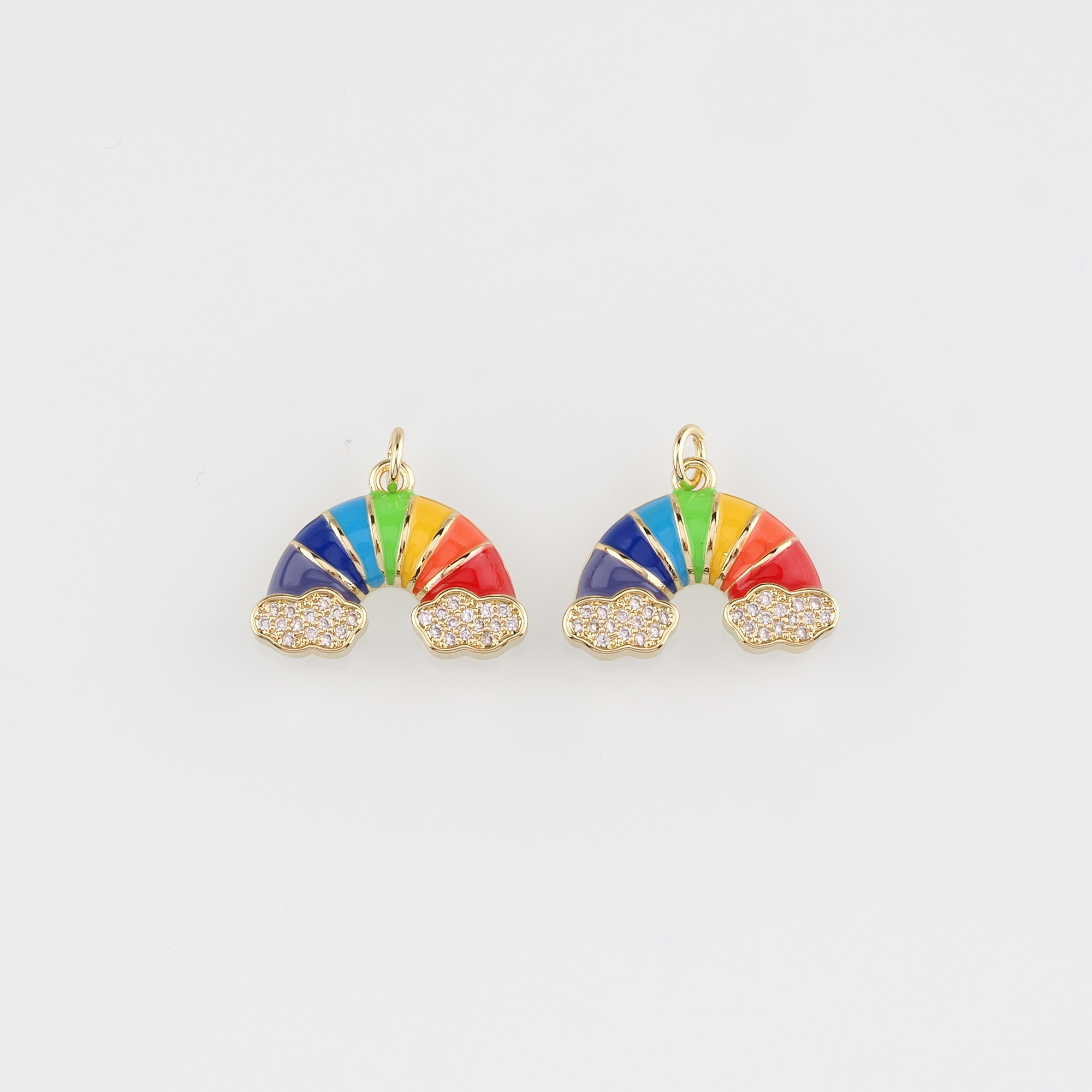18K Gold Filled Rainbow Pendant,Enamel Rainbow Charm Earrings Necklace for DIY Jewelry Making Supply