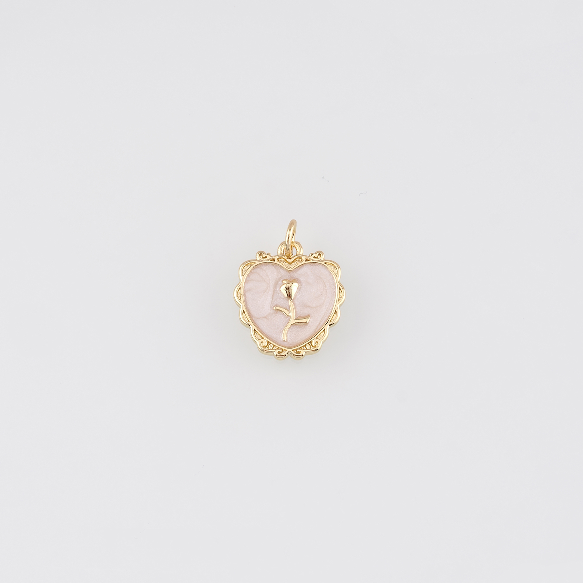 18K Gold Filled Rose Pendant,Enamel Rose Charm Earrings Necklace for DIY Jewelry Making Supply