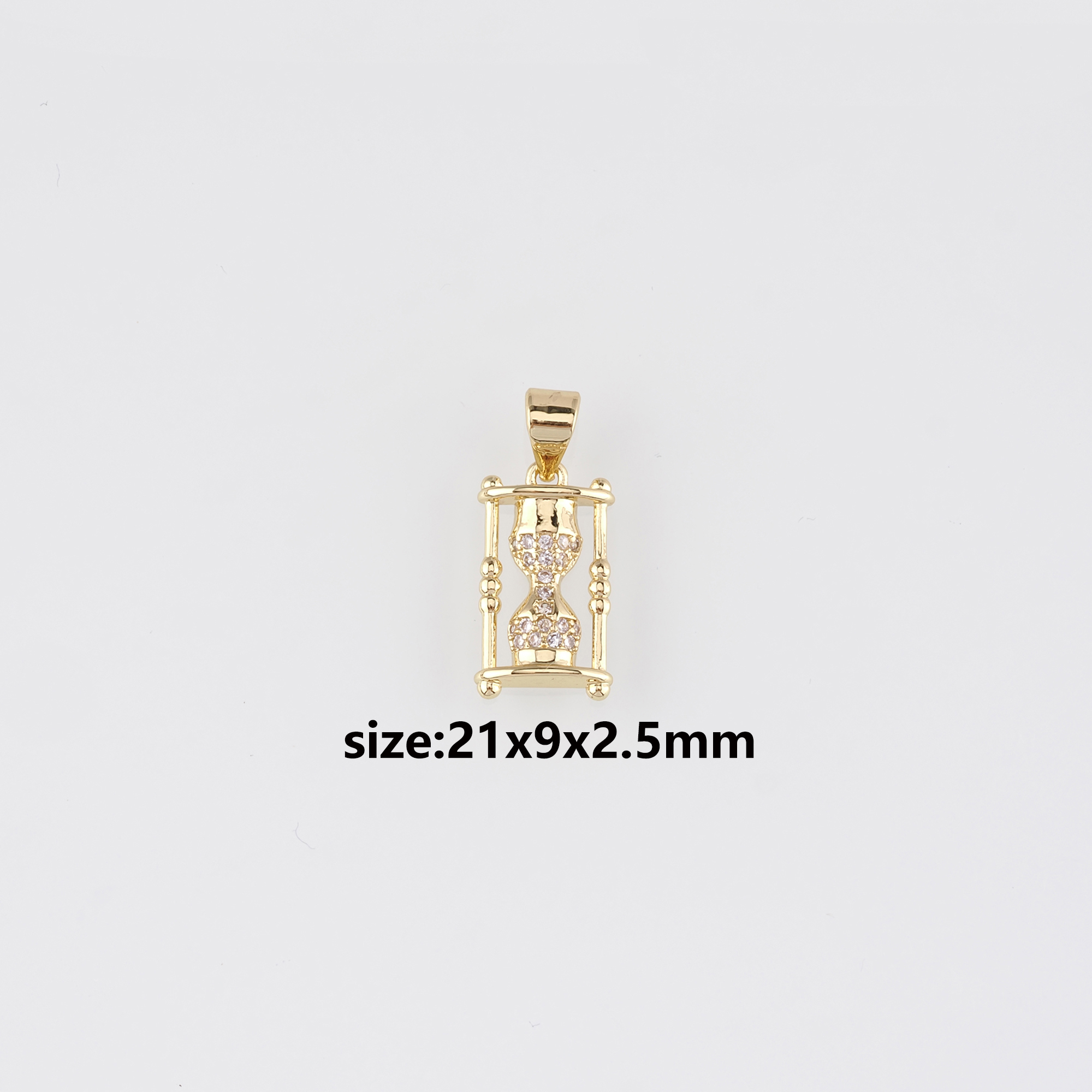 18K Gold Filled Hourglass Pendant,CZ Hourglass Charm Earrings Necklace for DIY Jewelry Making Supply