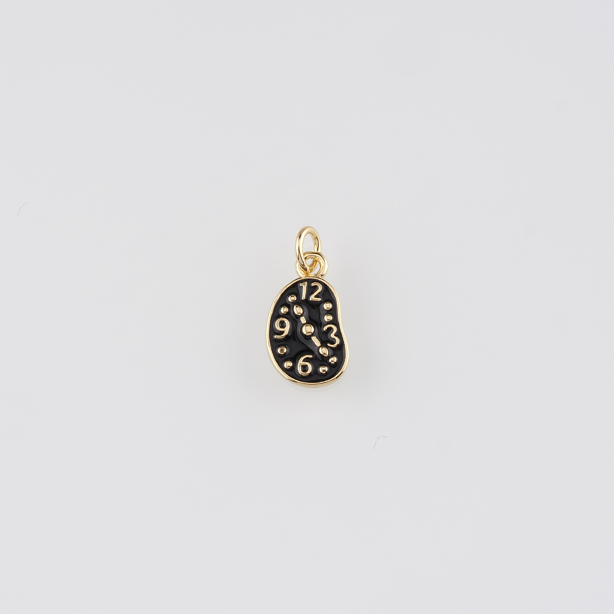 18K Gold Filled Clock Pendant,Enamel Clock Charm Earrings Necklace for DIY Jewelry Making Supply