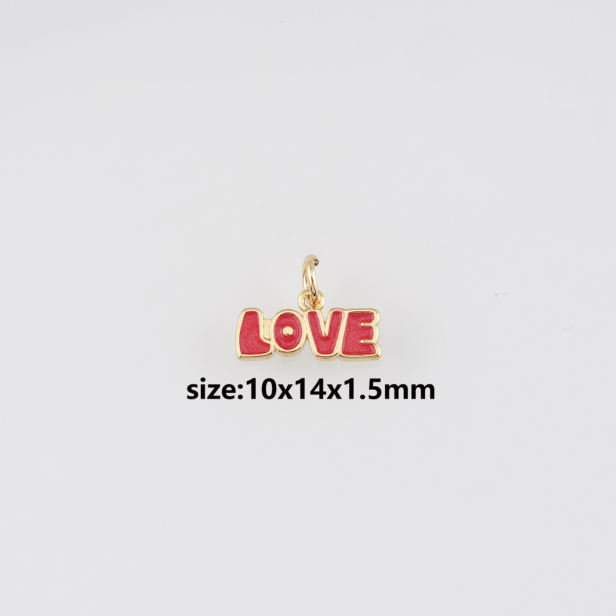 18K Gold Filled Love Pendant,Enamel Love Charm Earrings Necklace for DIY Jewelry Making Supply