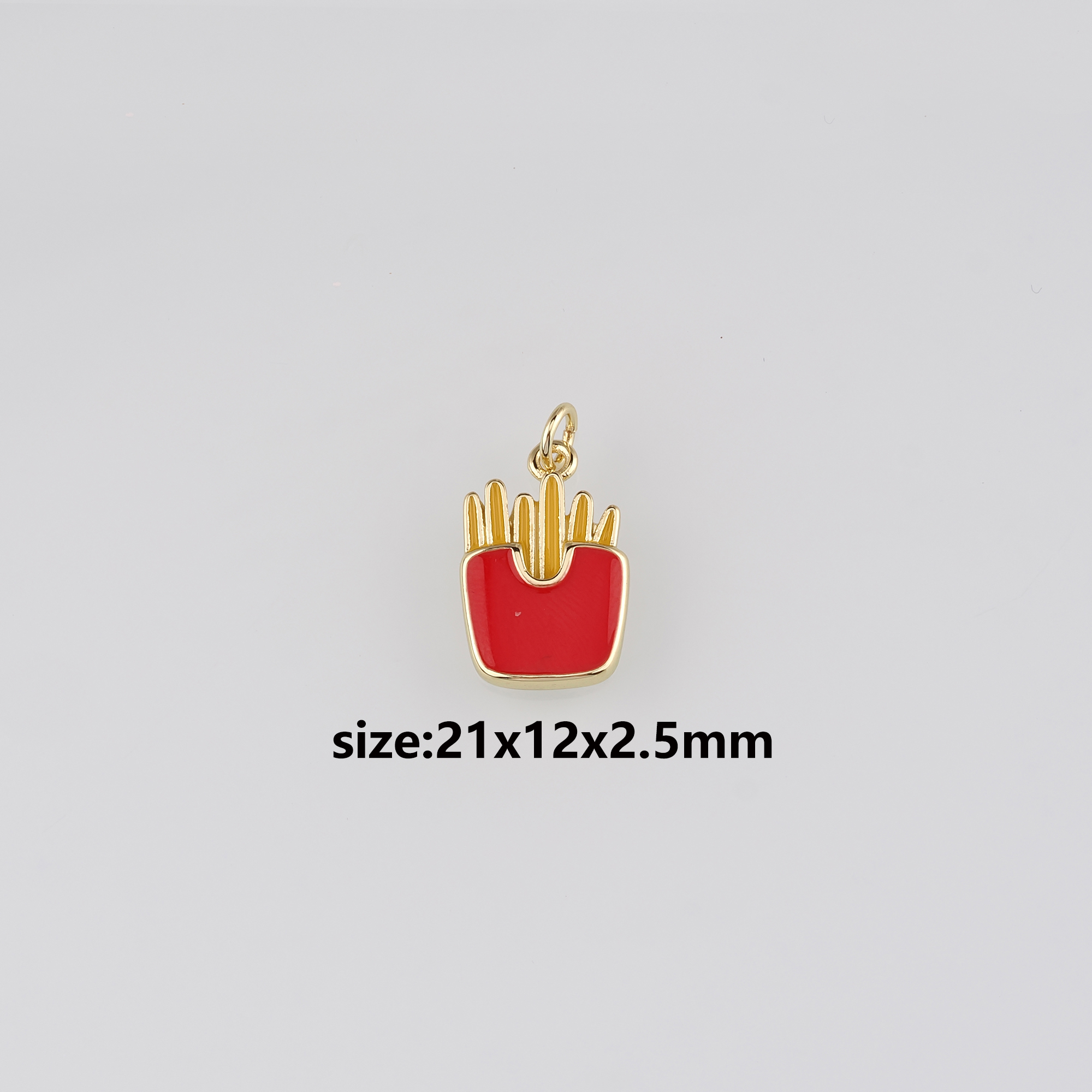 18K Gold Filled French Fries Pendant,Enamel French Fries Charm Earrings Necklace for DIY Jewelry Making Supply
