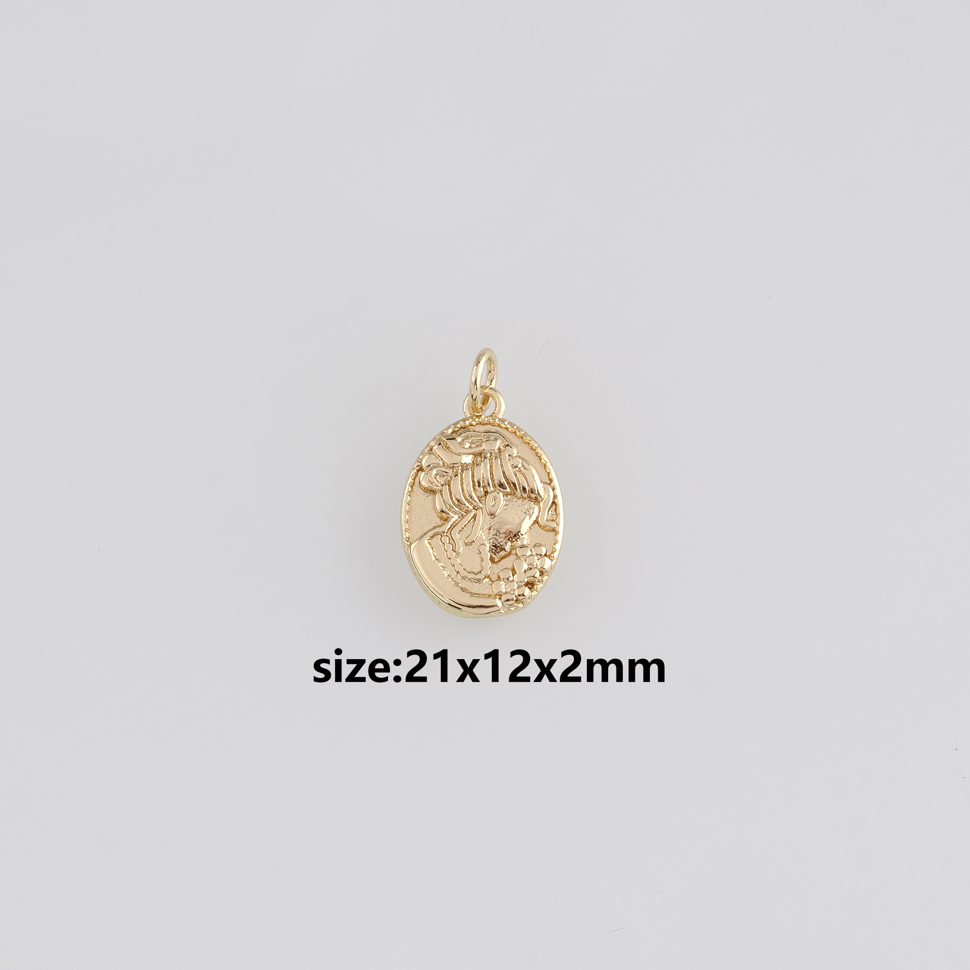 18K Gold Filled Portrait Pendant,Dainty Portrait Charm Earrings Necklace for DIY Jewelry Making Supply