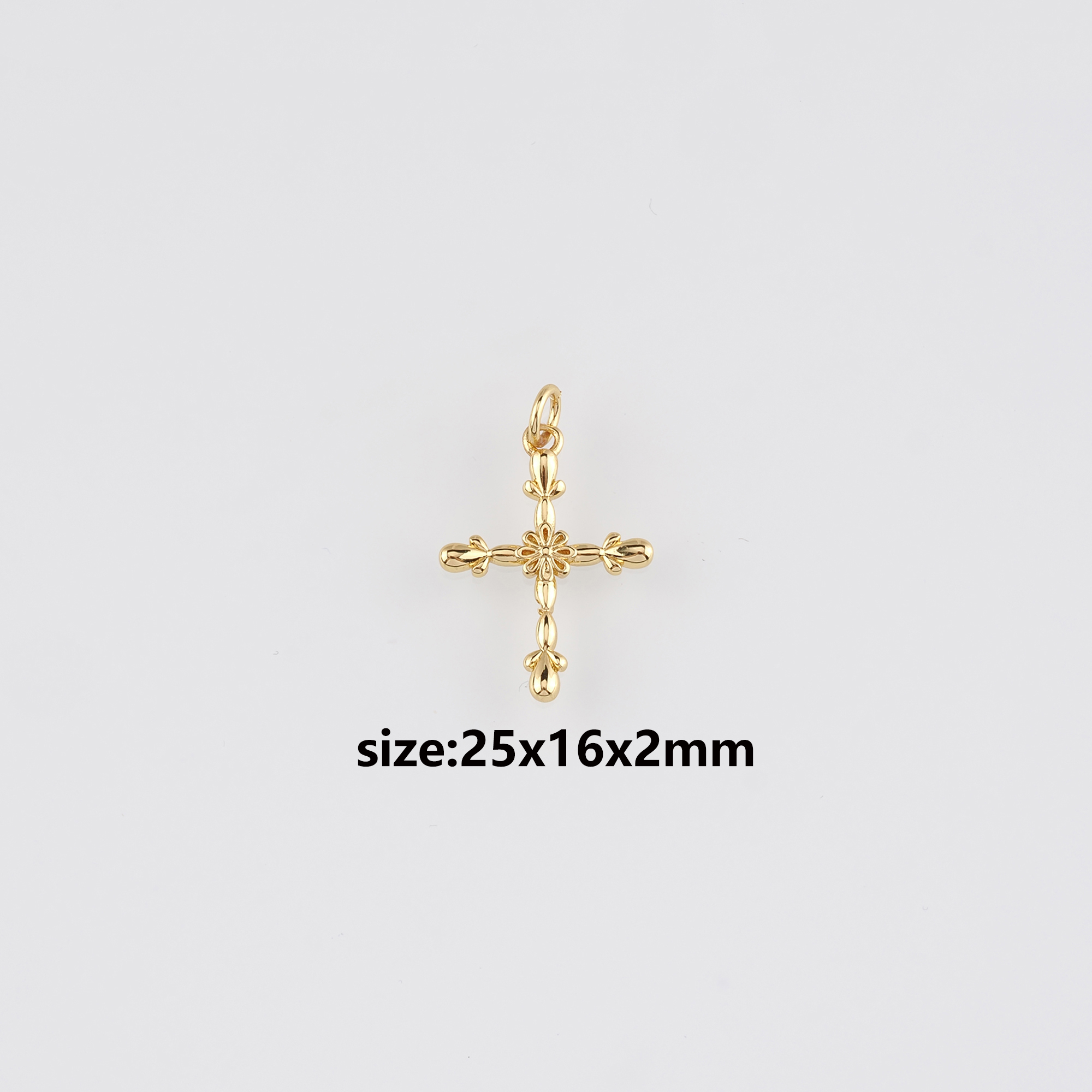 18K Gold Filled Cross Pendant,Religious Charm Earrings Necklace for DIY Jewelry Making Supply