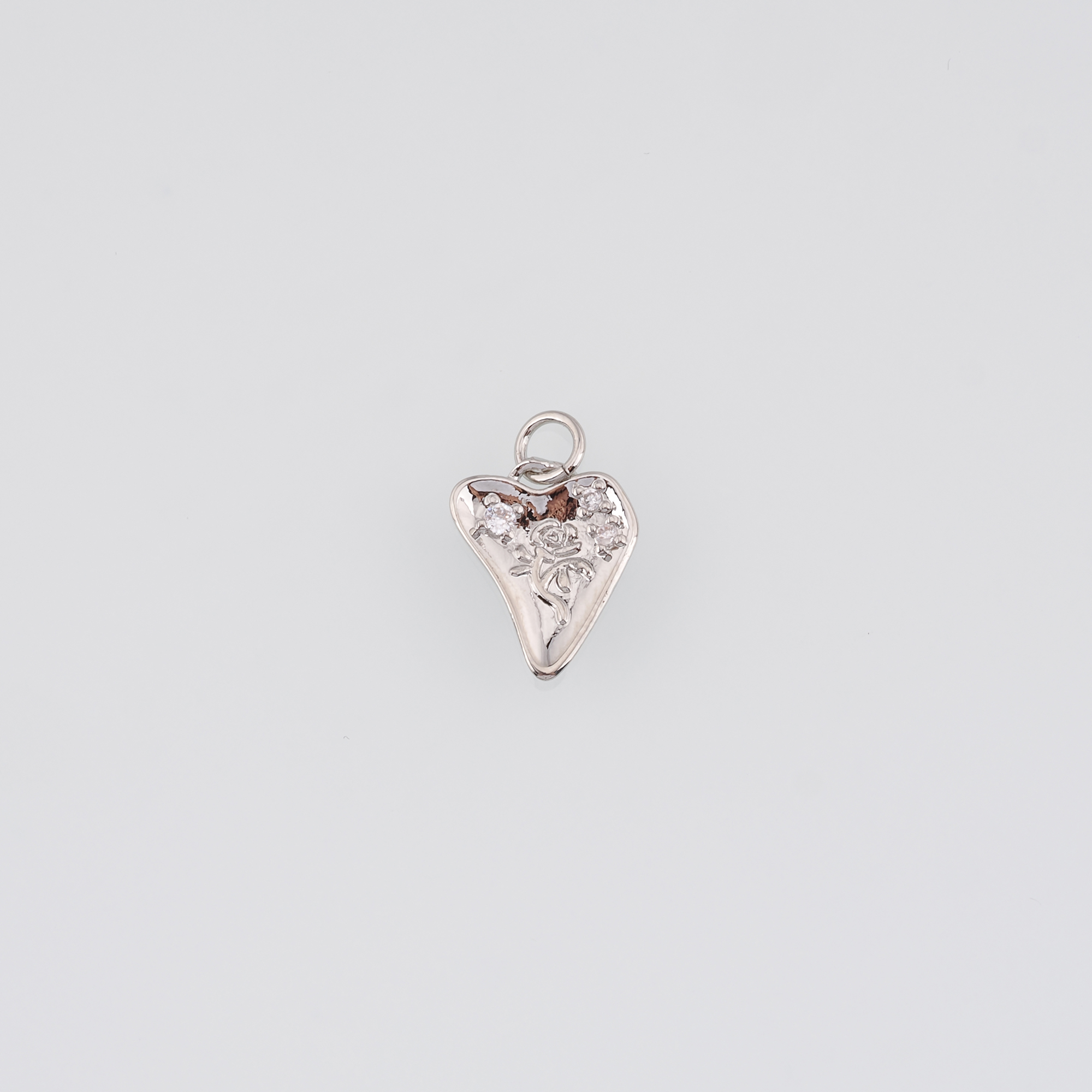 18K Gold Filled Heart Pendant,CZ Micro Pave Heart Charm Earrings Necklace for DIY Jewelry Making Supply