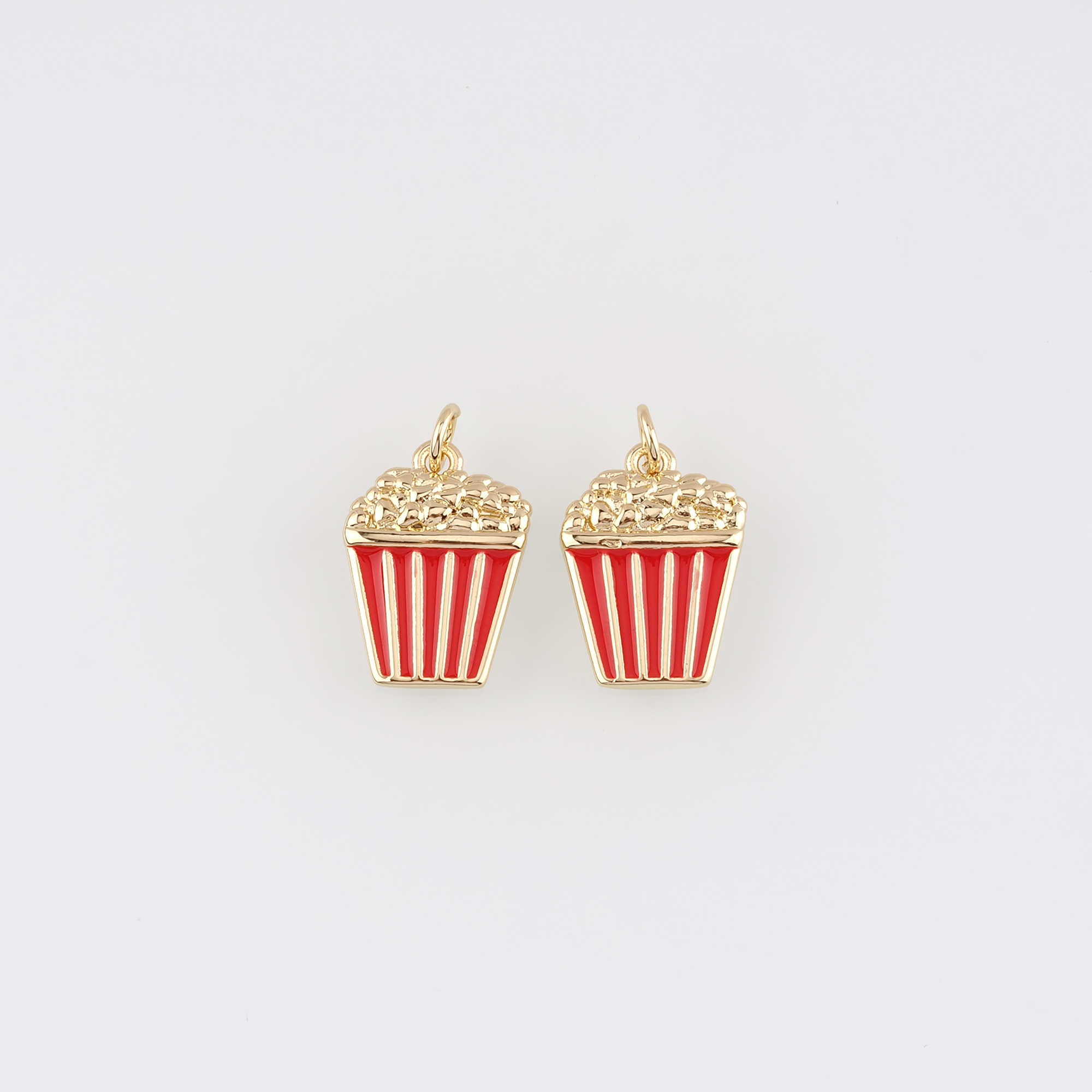 18K Gold Filled Popcorn Pendant,Enamel Popcorn Charm Earrings Necklace for DIY Jewelry Making Supply