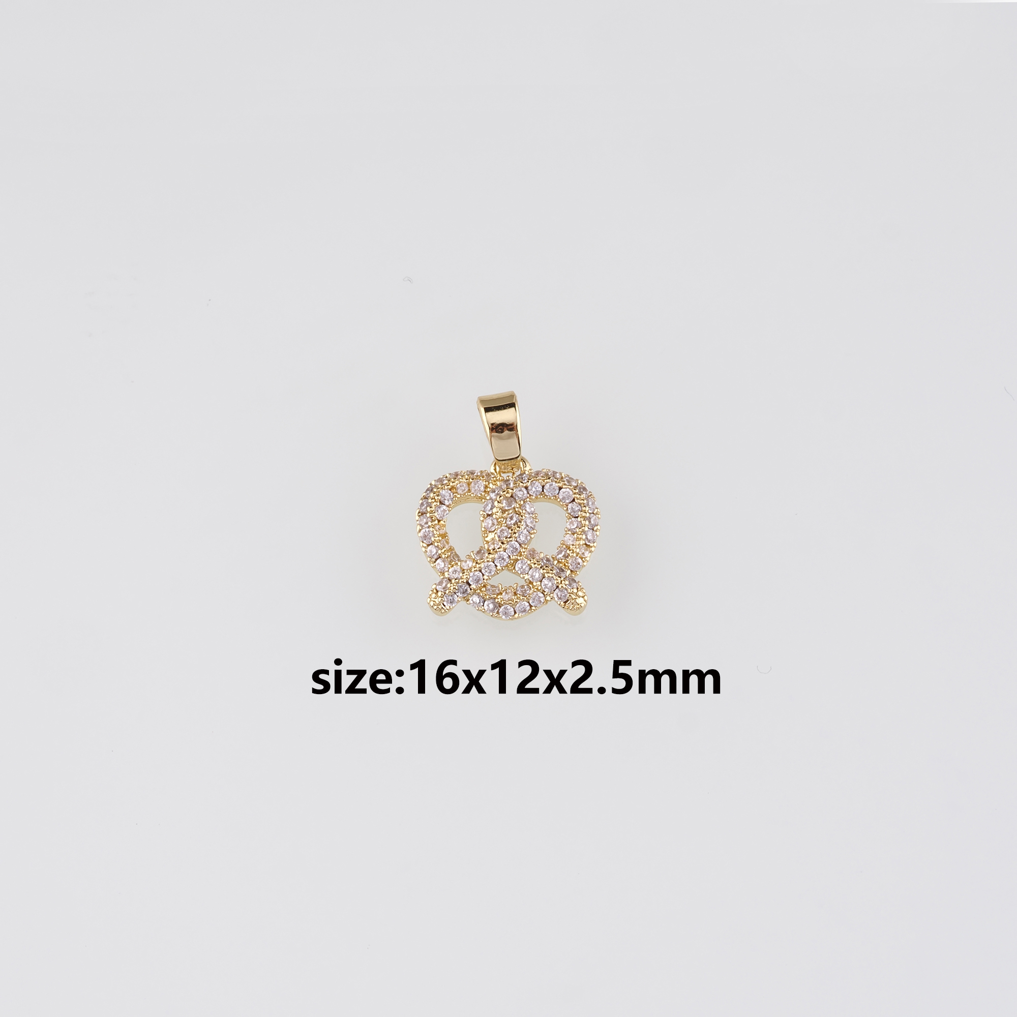 18K Gold Filled Bread Pendant,CZ Micro Pave Bread Charm Earrings Necklace for DIY Jewelry Making Supply