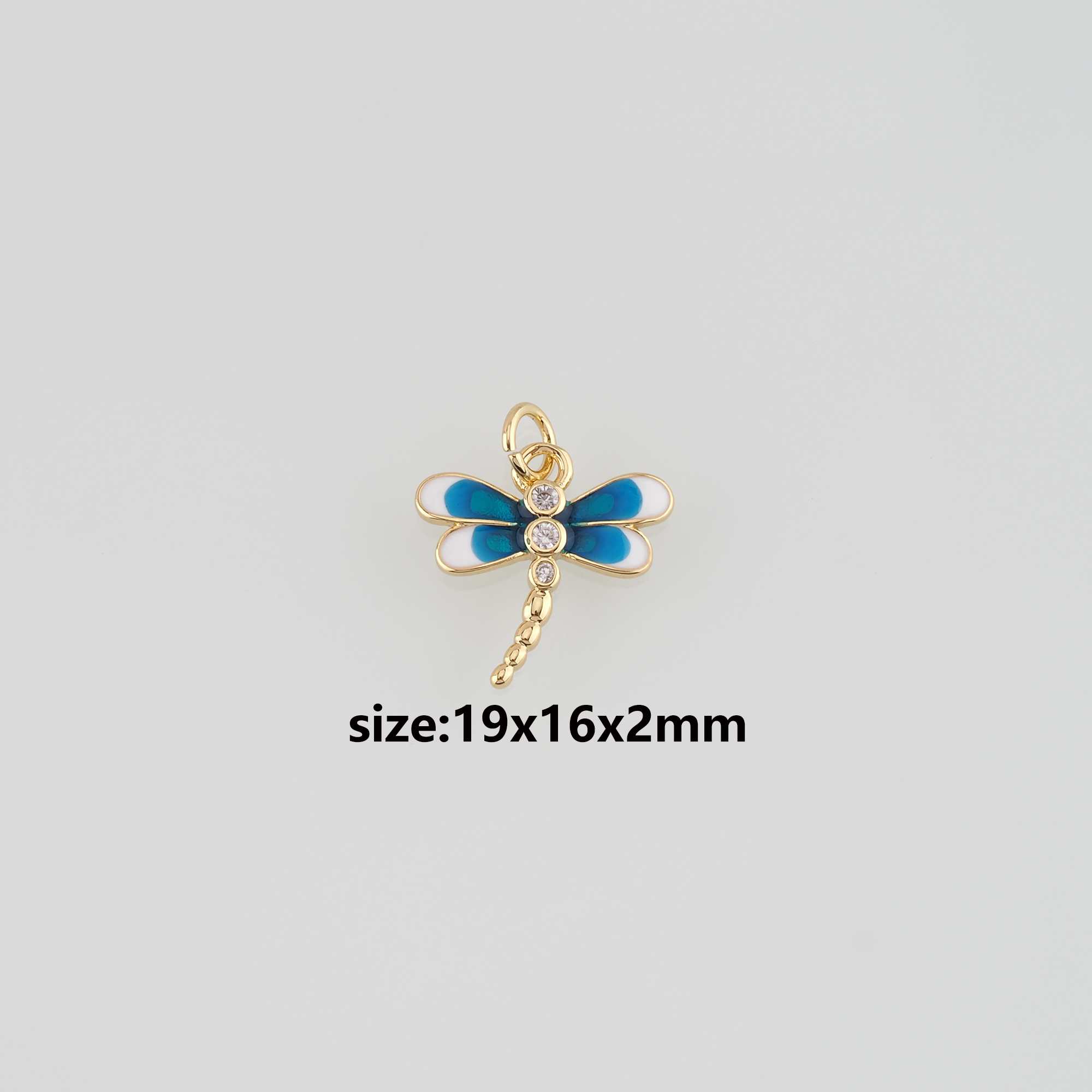 18K Gold Filled Dragonfly Pendant,Insect Charm Earrings Necklace for DIY Jewelry Making Supply