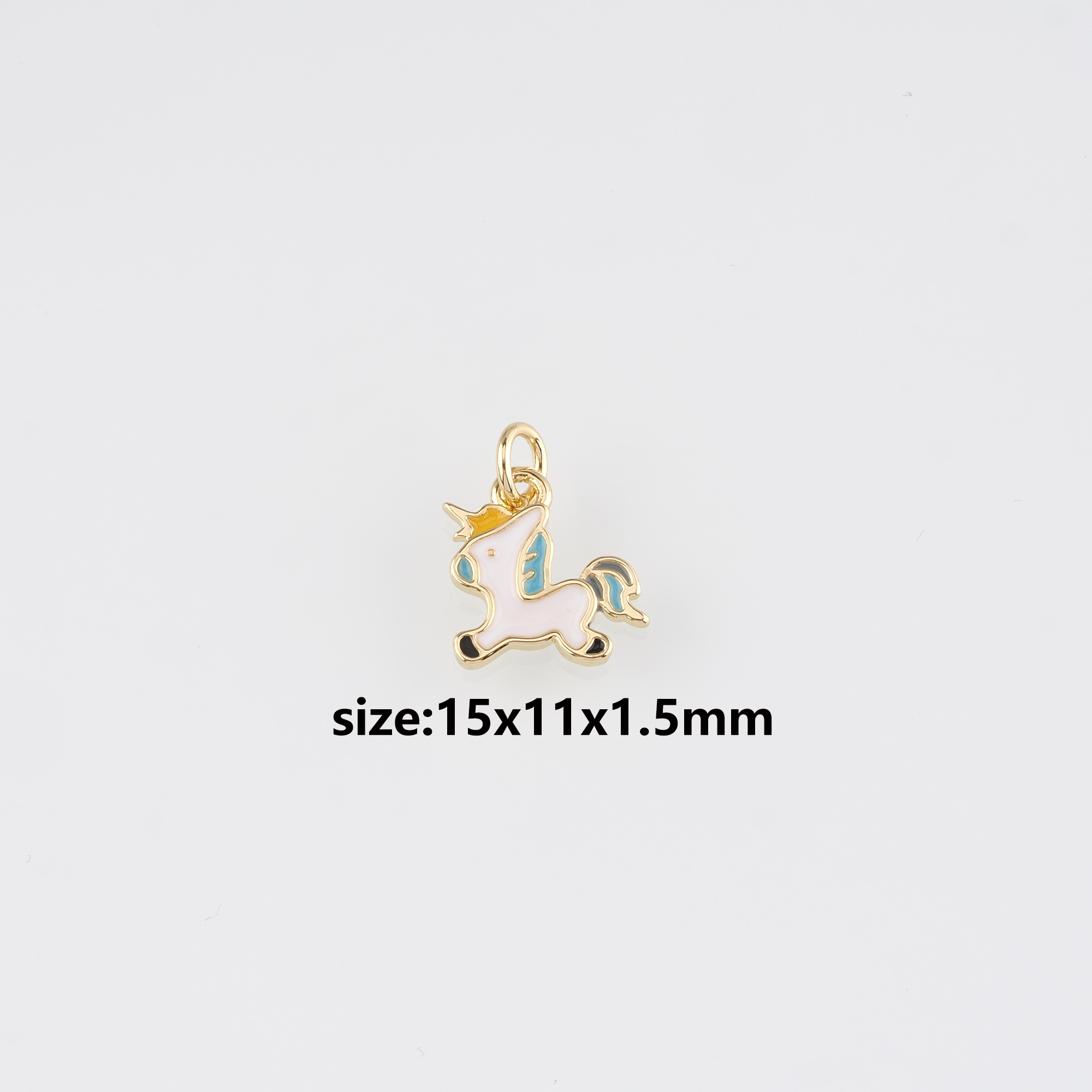 18K Gold Filled Unicorn Pendant,Enamel Unicorn Charm Earrings Necklace for DIY Jewelry Making Supply