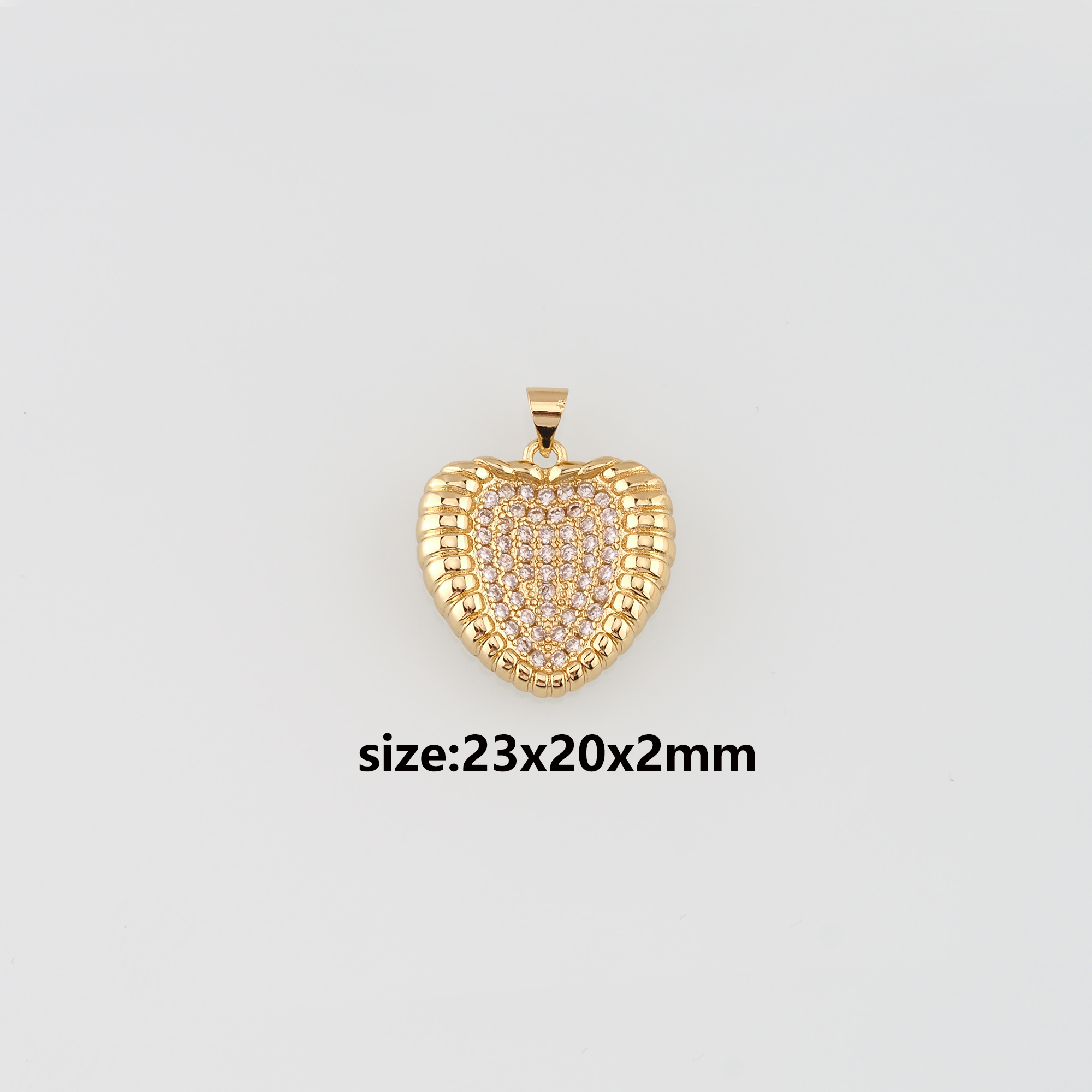 18K Gold Filled Heart Pendant,CZ Micro Pave Heart Charm Earrings Necklace for DIY Jewelry Making Supply