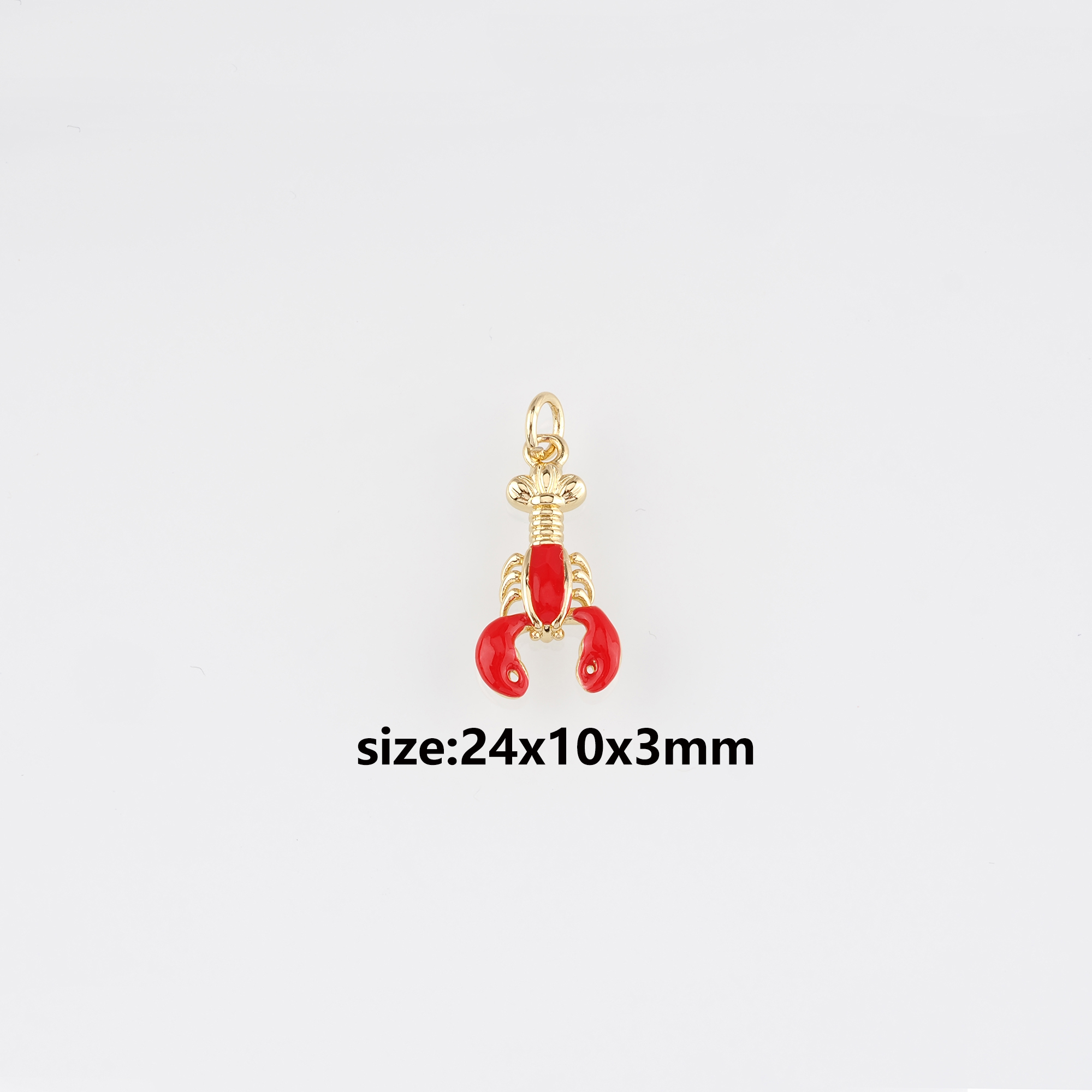 18K Gold Filled Lobster Pendant,Ocean Chamr,Enamel Lobster Earrings Necklace for DIY Jewelry Making Supply