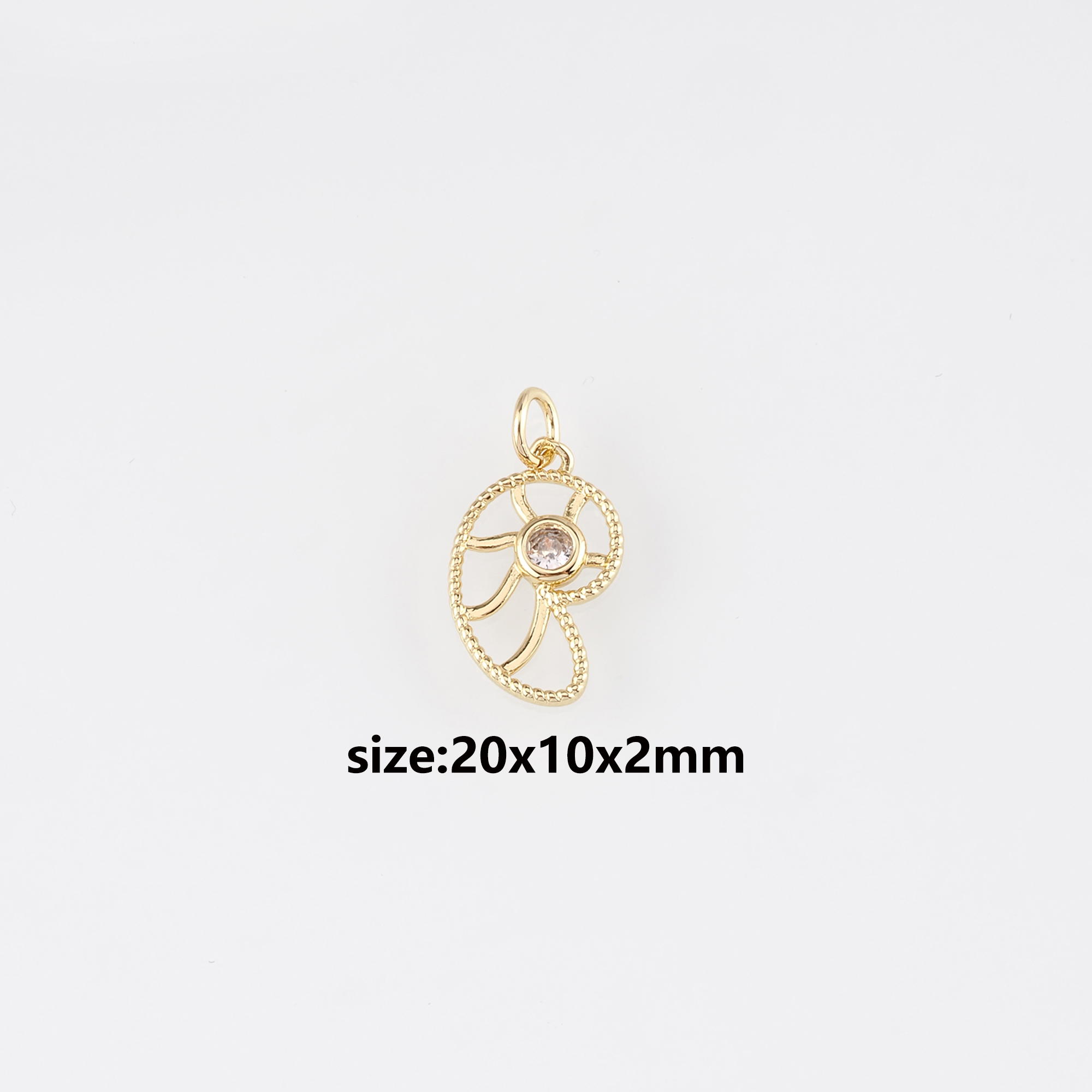 18K Gold Filled Conch Shell Pendant,CZ Micro Pave Ocean Shell Charm Earrings Necklace for DIY Jewelry Making Supply