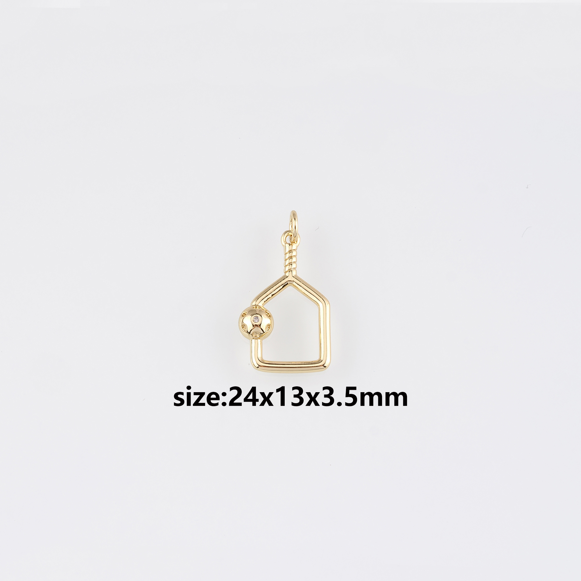 18K Gold Filled Tennis Racket Pendant,CZ Micro Pave Racket Charm Earrings Necklace for DIY Jewelry Making Supply