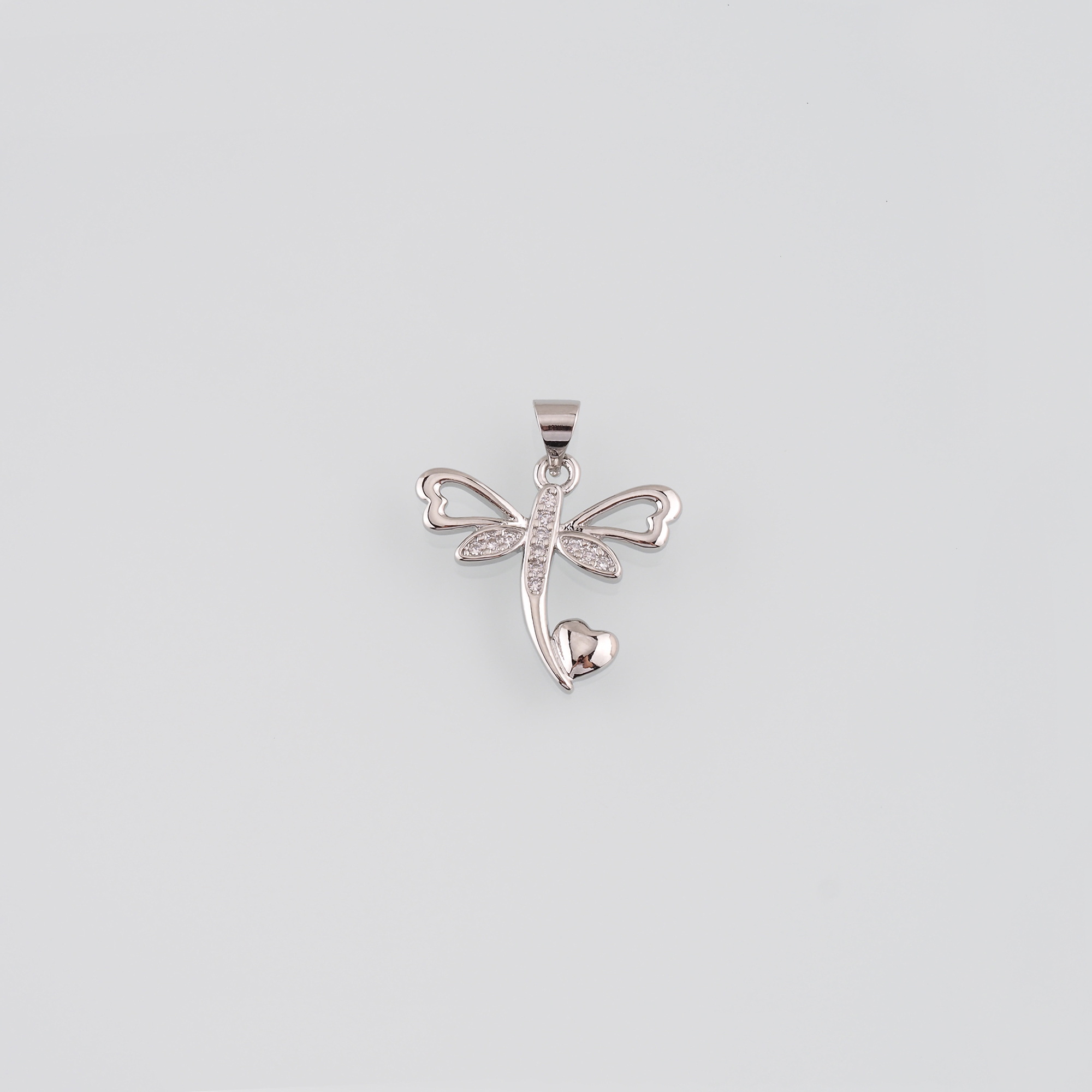 18K Gold Filled Dragonfly Pendant,CZ Micro Pave Insect Charm Earrings Necklace for DIY Jewelry Making Supply