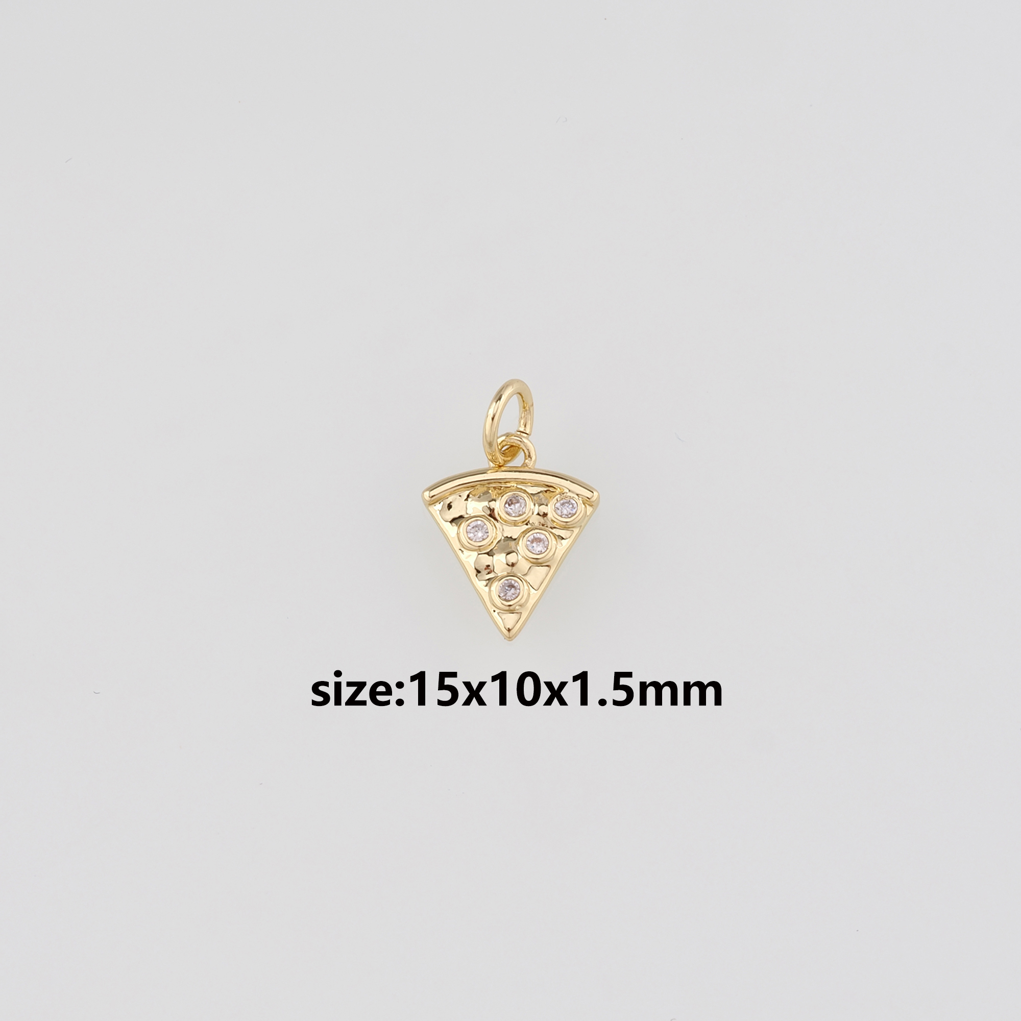 18K Gold Filled Pizza Pendant,CZ Micro Pave Pizza Charm Earrings Necklace for DIY Jewelry Making Supply