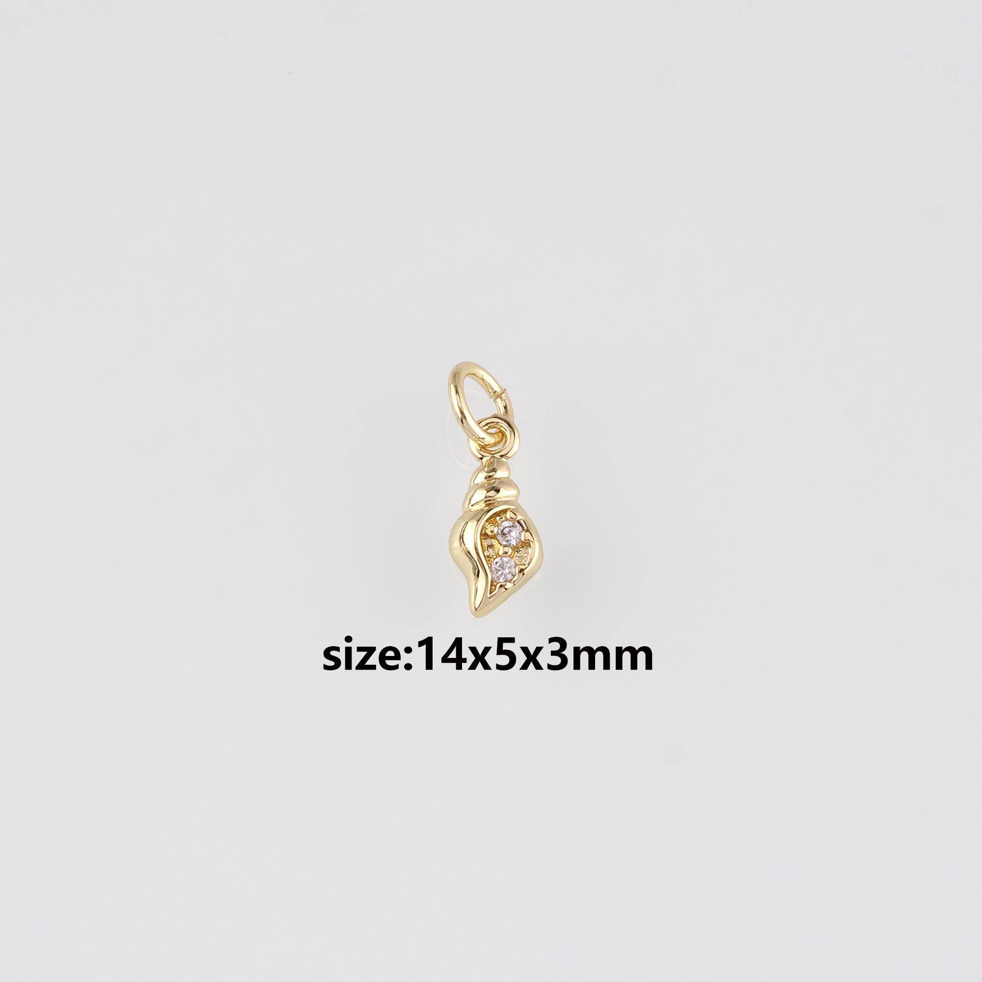 18K Gold Filled Conch Shell Pendant,CZ Micro Pave Ocean Shell Charm Earrings Necklace for DIY Jewelry Making Supply