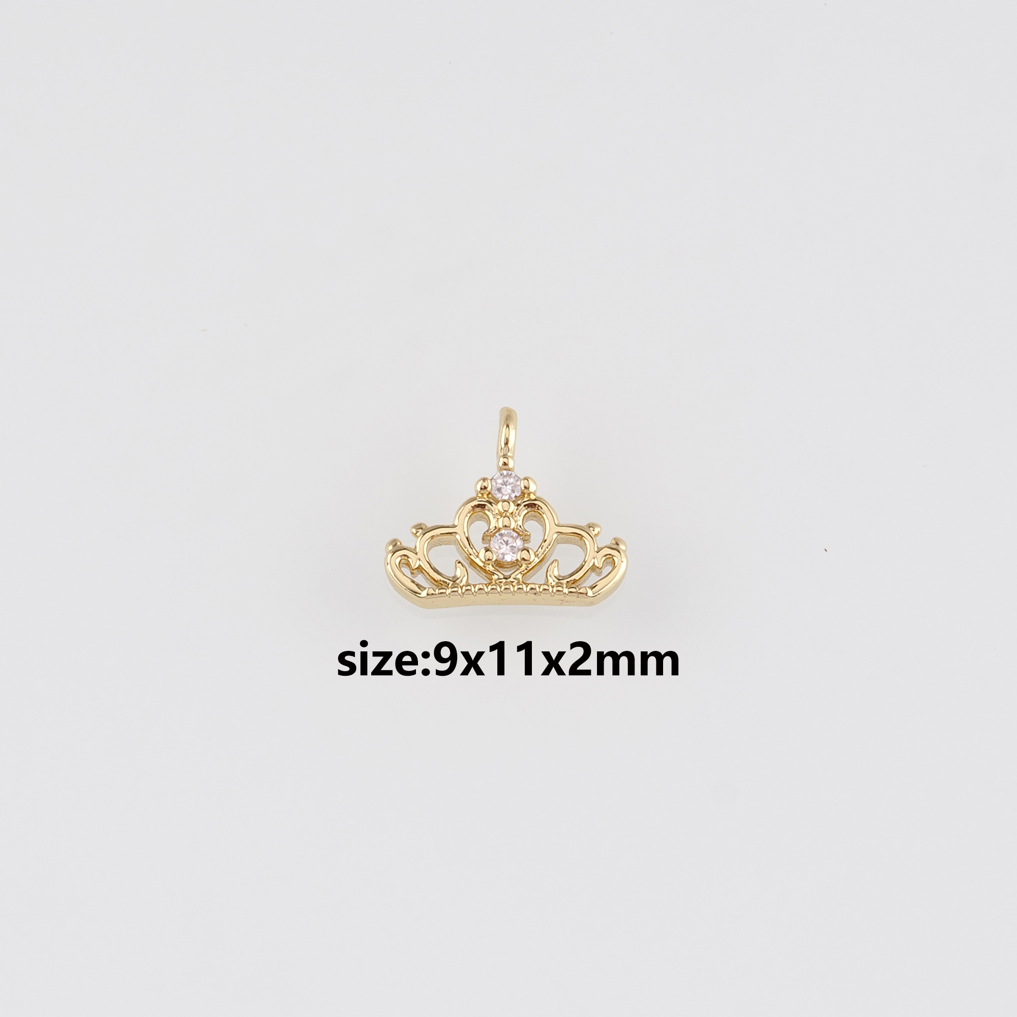 18K Gold Filled Crown Pendant,CZ Micro Pave Crown Charm Earrings Necklace for DIY Jewelry Making Supply