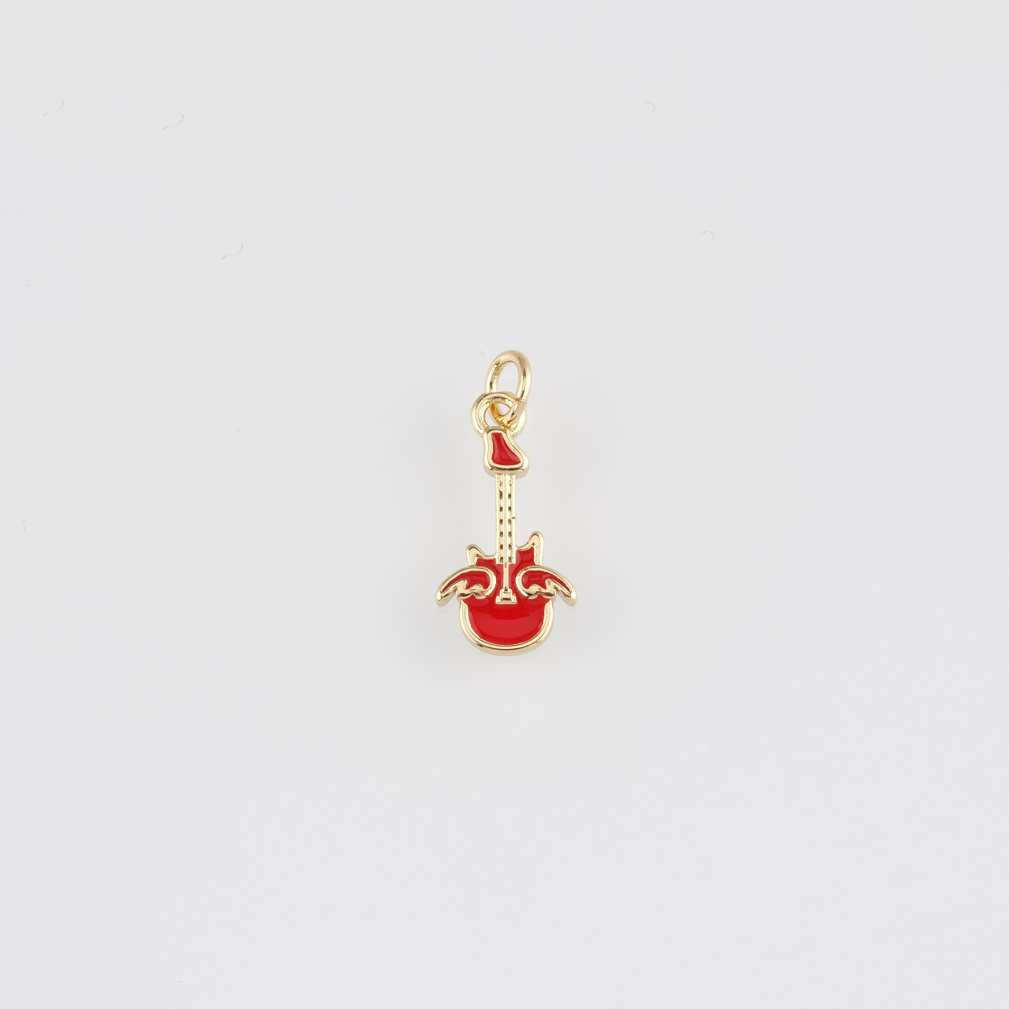 18K Gold Filled Guitar Pendant,Enamel Instrument Charm Earrings Necklace for DIY Jewelry Making Supply