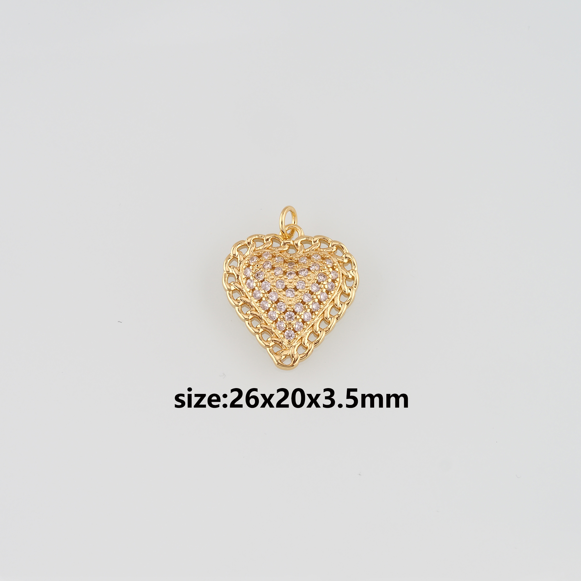 18K Gold Filled Heart Pendant,CZ Micro Pave Heart Charm Earrings Necklace for DIY Jewelry Making Supply