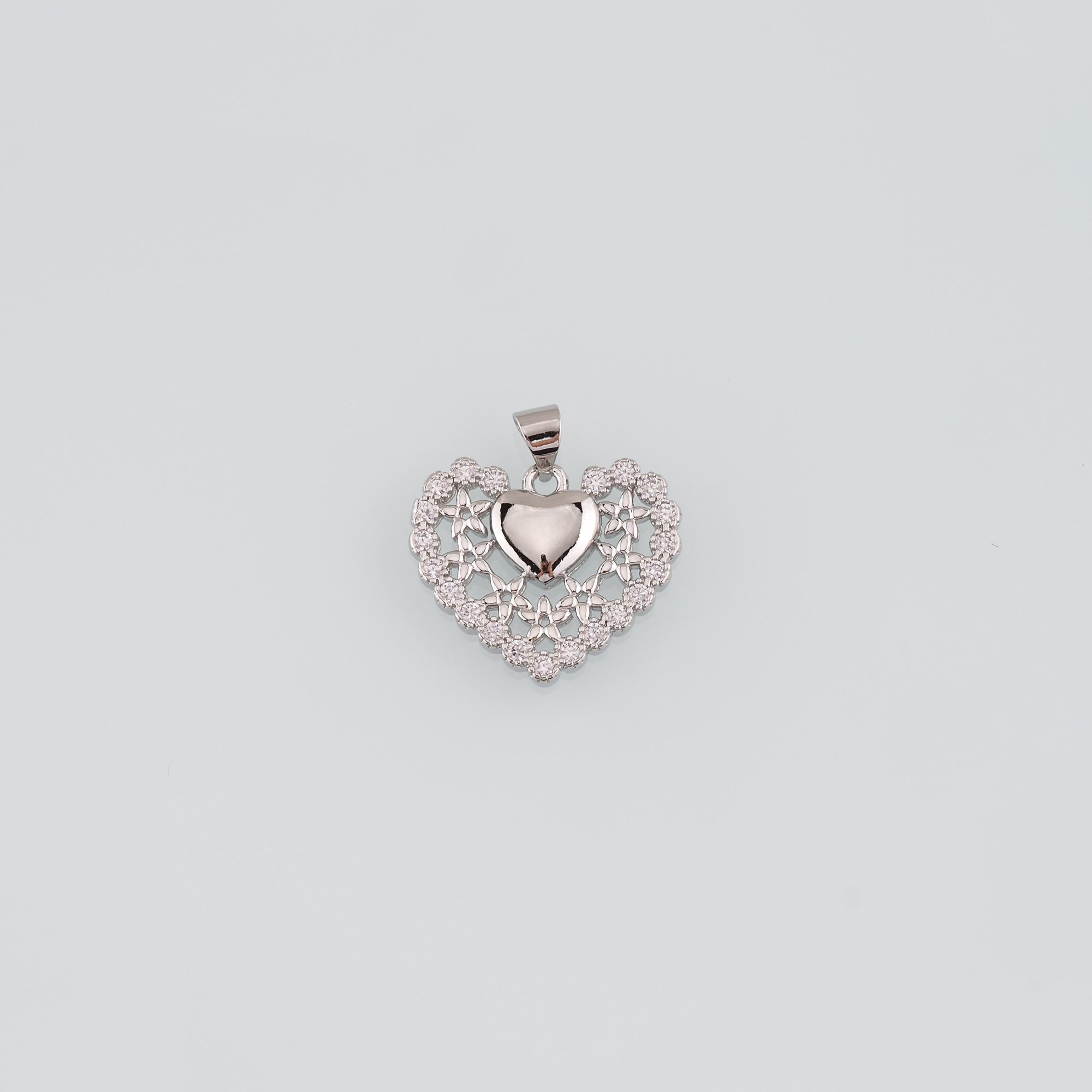 18K Gold Filled Heart Pendant,CZ Micro Pave Heart Charm Earrings Necklace for DIY Jewelry Making Supply